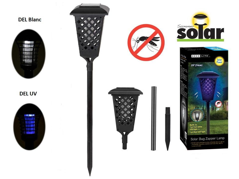 DECOLITE Solar-Powered LED & UV Bug Zapper Lamp - Outdoor Mosquito Killer for Patio, Garden, and Backyard - 49029