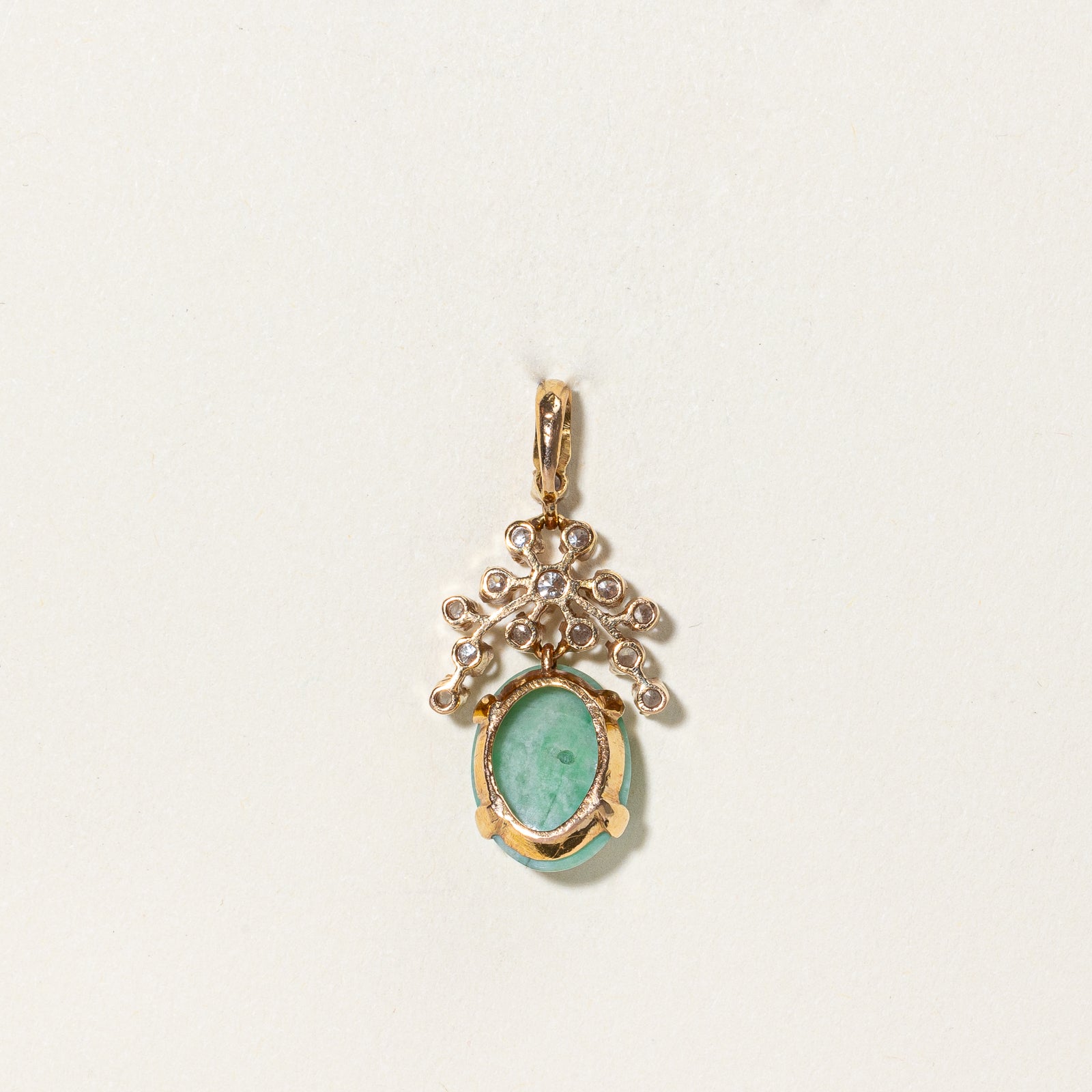 Natural Jadeite & Diamond Pendant Necklace - 5.00ct Genuine Jade with 0.40ctw Diamonds - 14K Gold Jewelry for Women - Perfect Gift for Anniversary, Birthday & Special Occasions