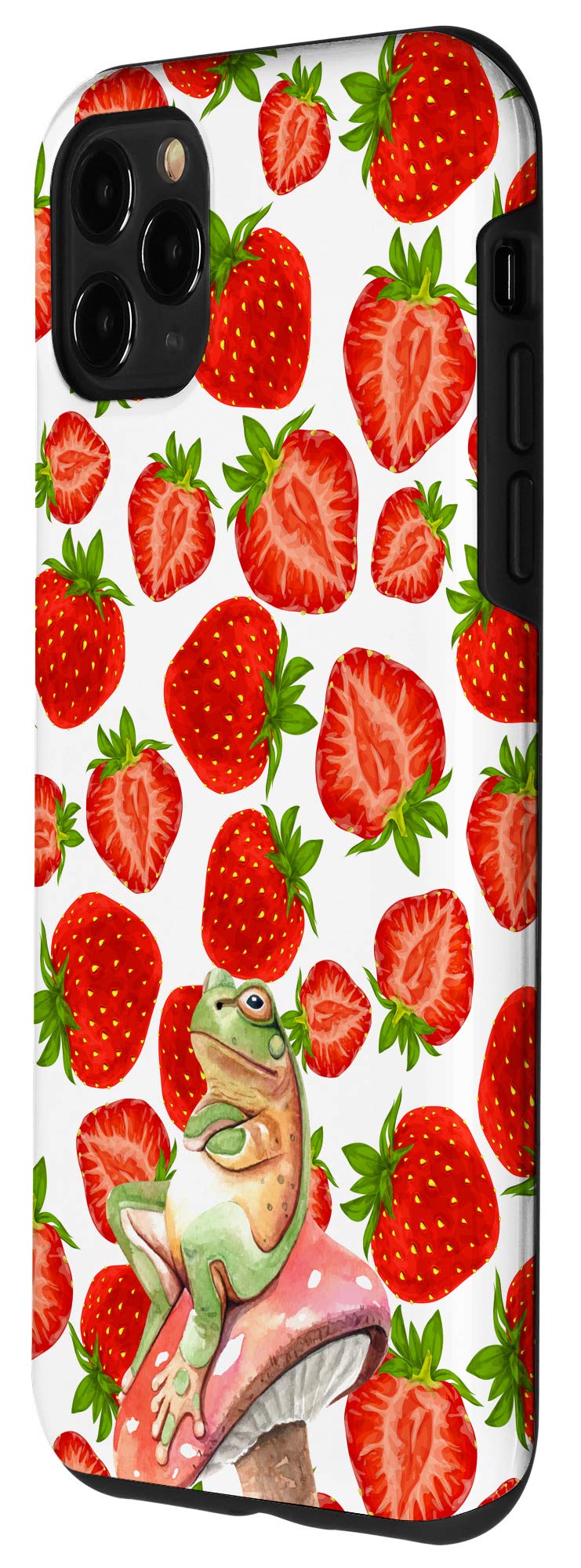 iPhone 11 Pro Max Case - Cute Frog on Mushroom & Strawberry Fruit Design | Protective Phone Cover for Everyday Use, Travel & Outdoor Activities