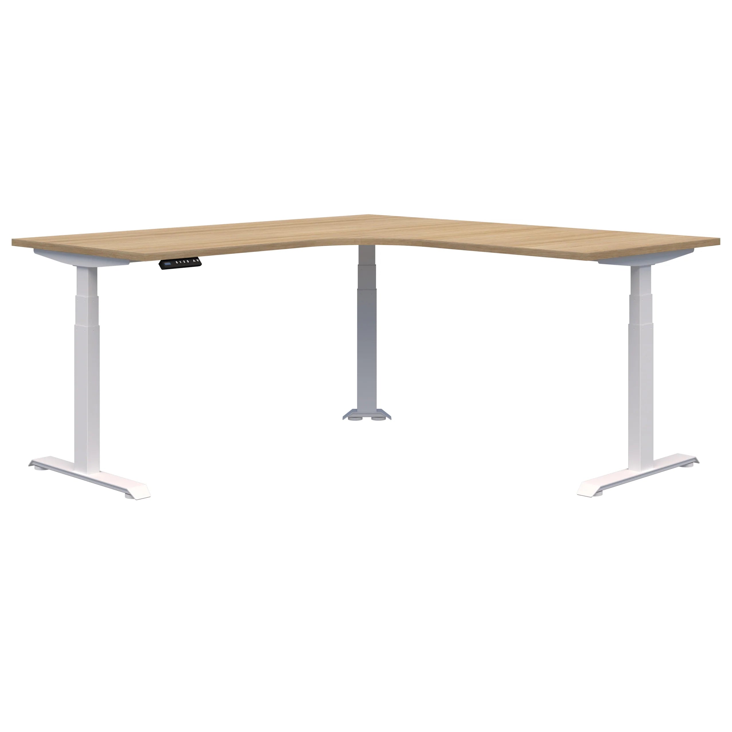 Summit II Electric Height Adjustable Corner Standing Desk - Ergonomic Home Office Workstation for Remote Work & Gaming Setup