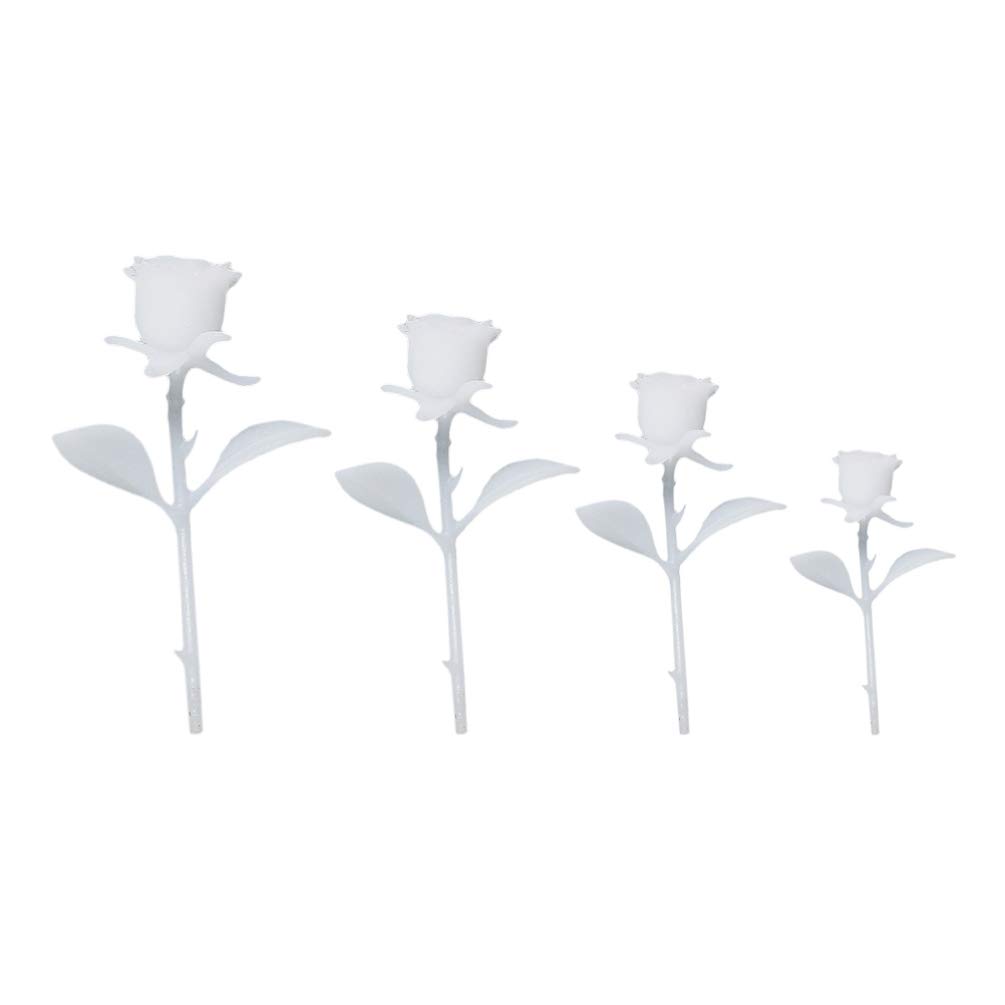HEALLILY 4pcs DIY 3D Artificial Rose Flowers - Realistic Fake Rose Stems with Epoxy Resin Filler for Home Decor, Wedding Centerpieces, Table Arrangements & Craft Projects