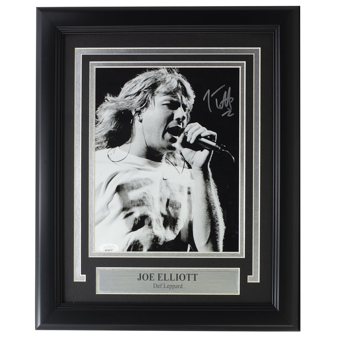 Authentic Joe Elliott Signed Framed 8x10 Black & White Def Leppard Photo with JSA ITP Certificate - Perfect for Rock Music Memorabilia Collectors & Home Decor