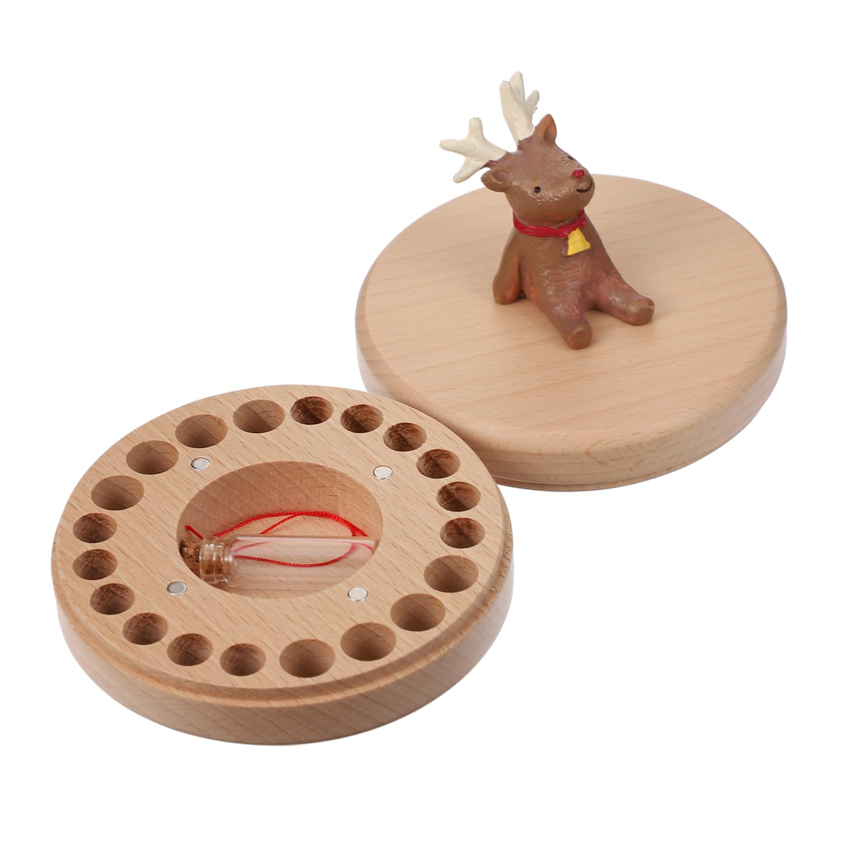 HEMOTON Wooden Baby Tooth Box & Lanugo Keepsake Container - Newborn Memory Box for Boys & Girls with Smooth Surface - Perfect for First Tooth, Hair Lockets & Baby Milestone Gifts