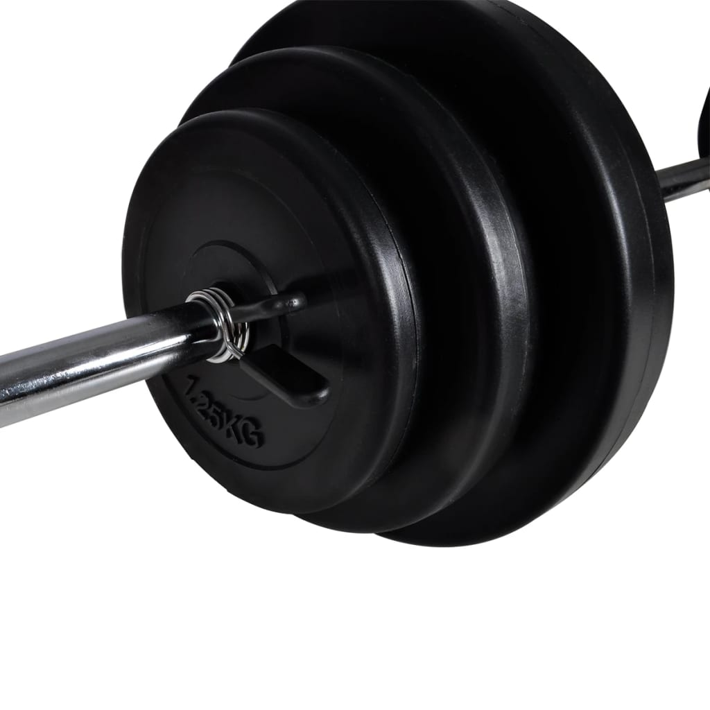 vidaXL Wall Mounted Power Tower with Barbell and Dumbbell Set - 30.5 kg Home Gym Equipment for Strength Training & Full Body Workouts - Perfect for Home Fitness, Garage Gym & Small Spaces
