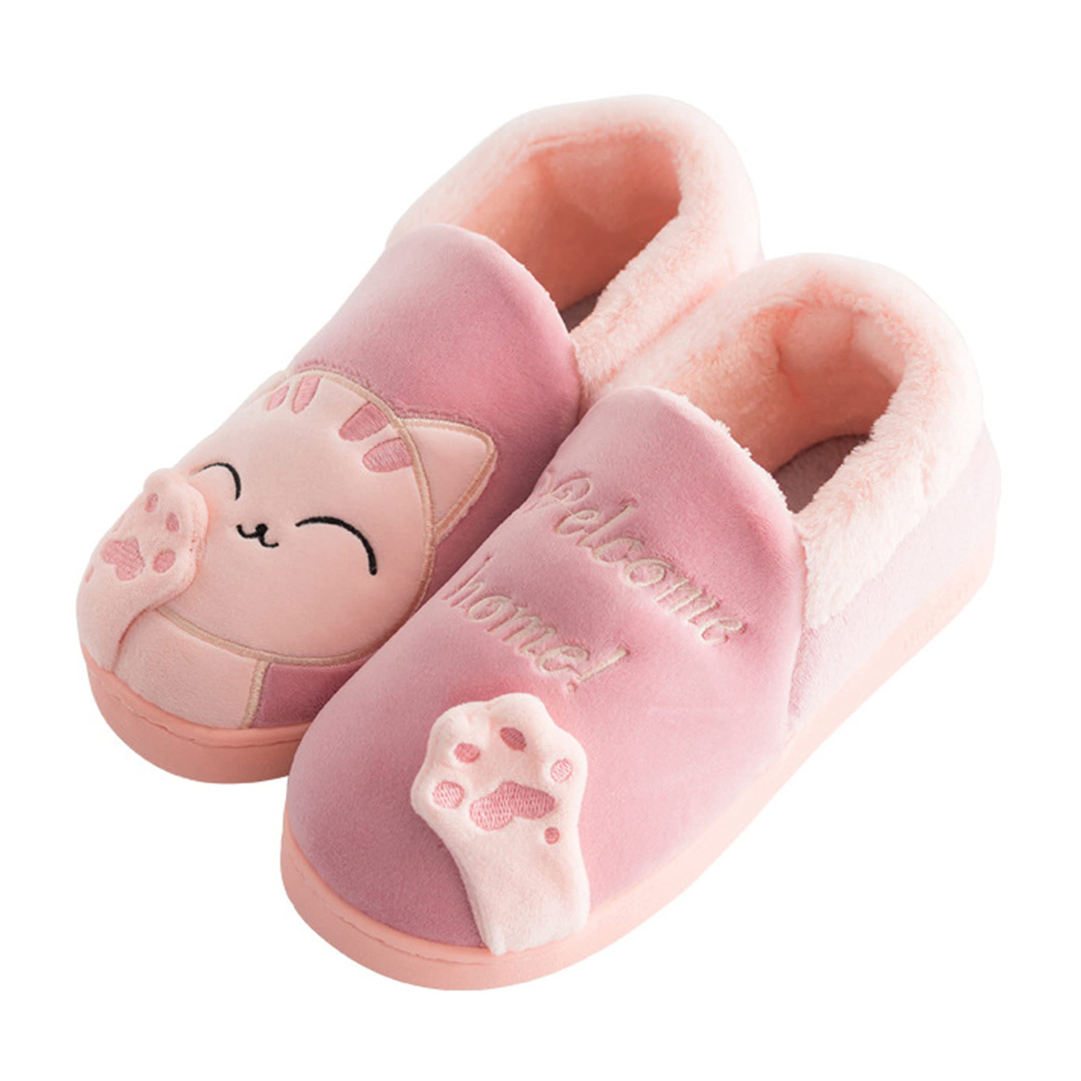 YILANLAN Women's Fuzzy Animal Slippers - Cute Cartoon Cat House Shoes for Winter, Warm & Cozy Indoor/Outdoor Slippers for Home, Lounge & Gift Giving