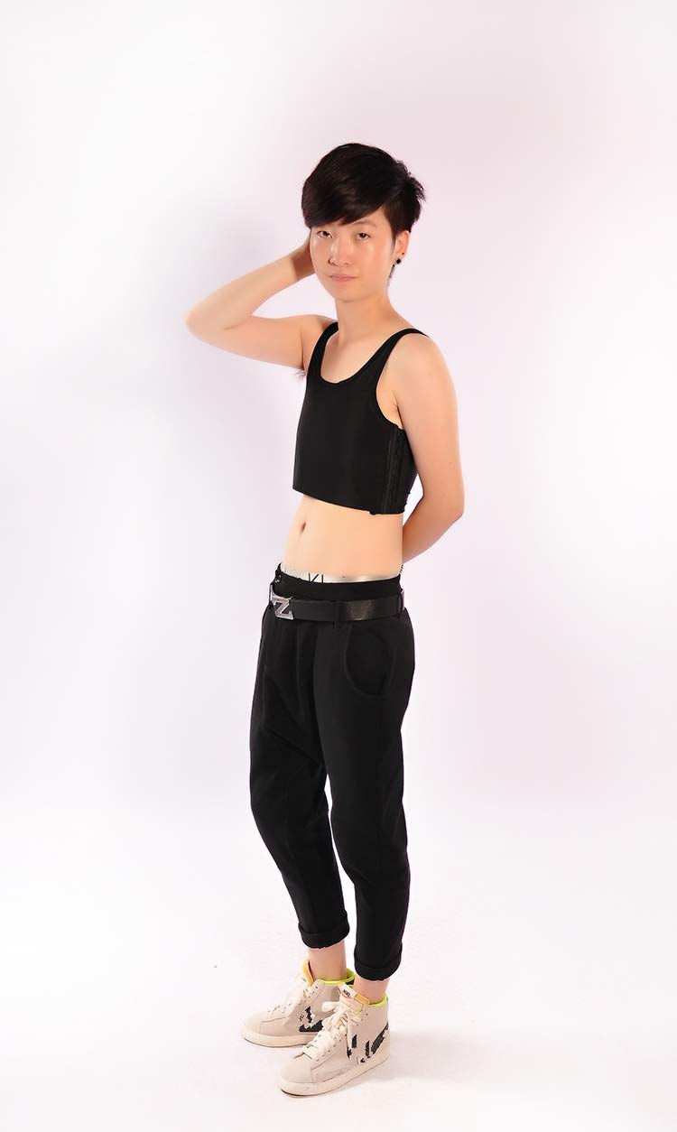 20CM Mesh Stretchy Chest Binder with 3 Rows of Adjustable Hooks - Comfortable Compression Top for Tomboy, Trans & Lesbian - Perfect for Daily Wear, Sports & Gender Affirmation