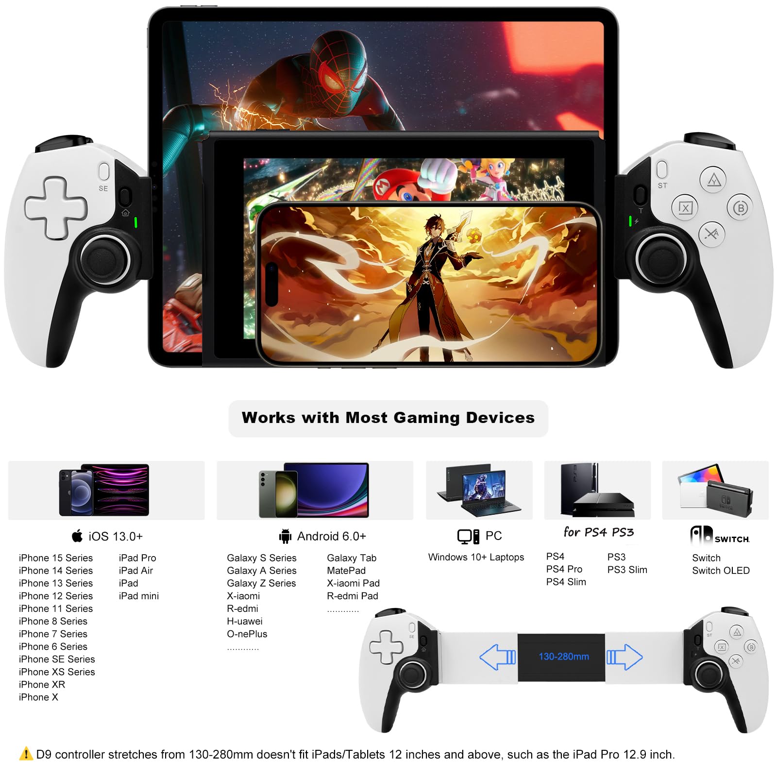 Megadream Wireless Gamepad for iPad, iPhone, Android, PC, Switch - Turbo, Cloud Gaming, PS5/Xbox Support - Perfect for COD & Mobile Gaming