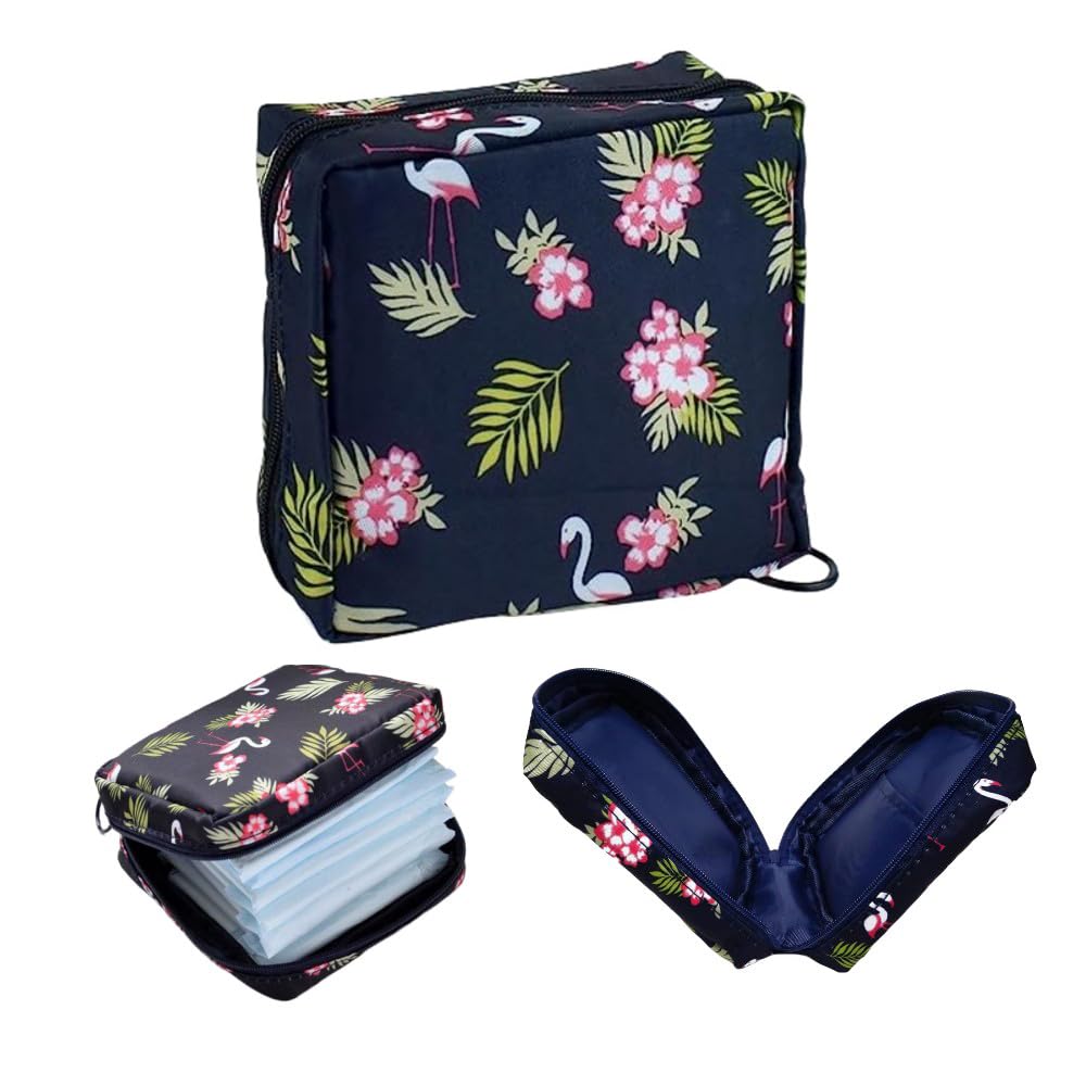 Fapiwen Small Nylon Pouch for Women - Sanitary Napkin Storage Bag, Travel Makeup Organizer, Cosmetic Bag for Charger, Cable, Earphone, Jewelry - 4cm, Blue - Perfect for Travel, Gym, and Daily Essentials Organization