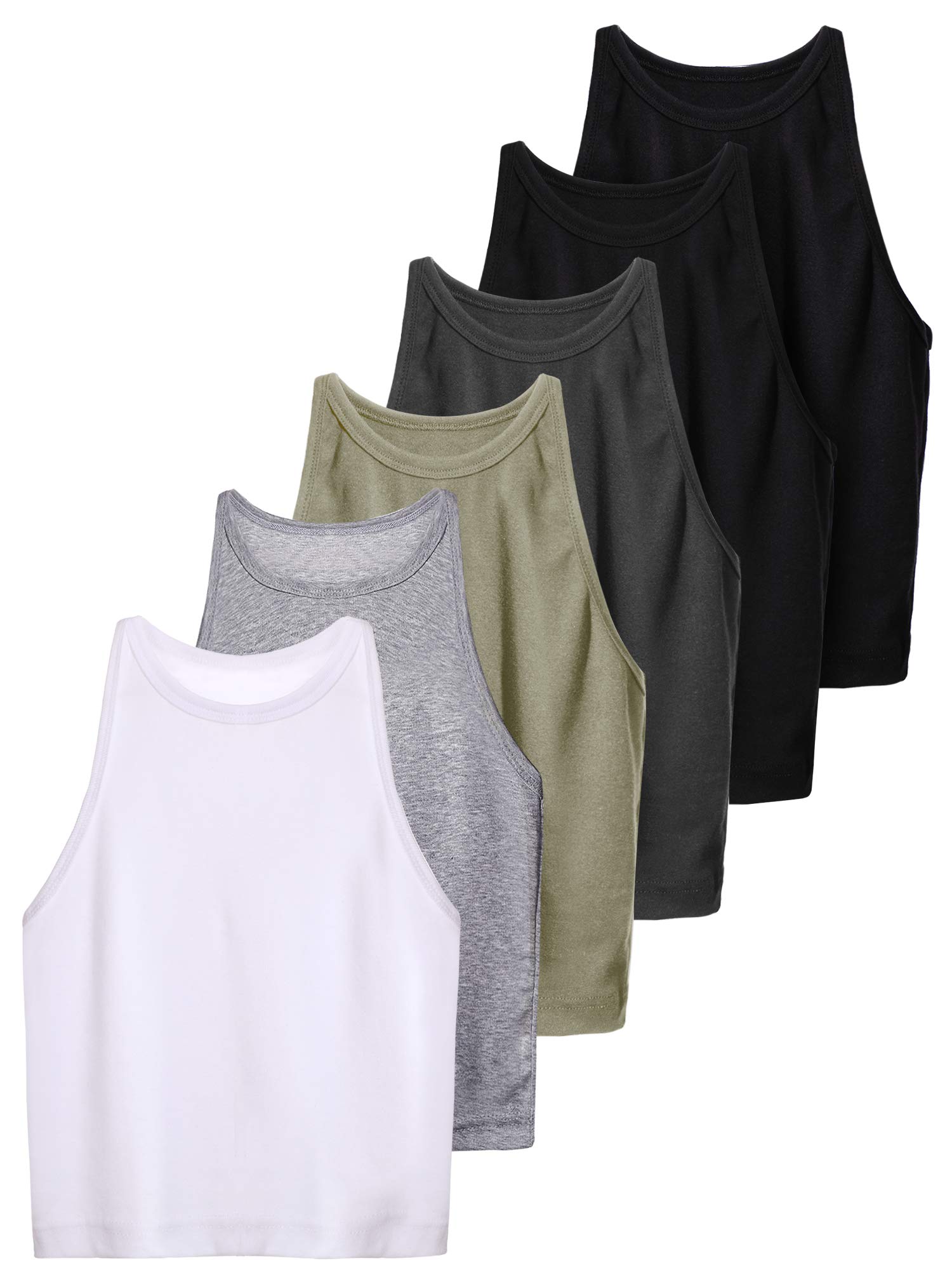 6 Pack Women's Basic Crop Tank Tops - Sleeveless Racerback Athletic Tops for Workout, Yoga & Casual Wear | Breathable Summer Fashion Essential