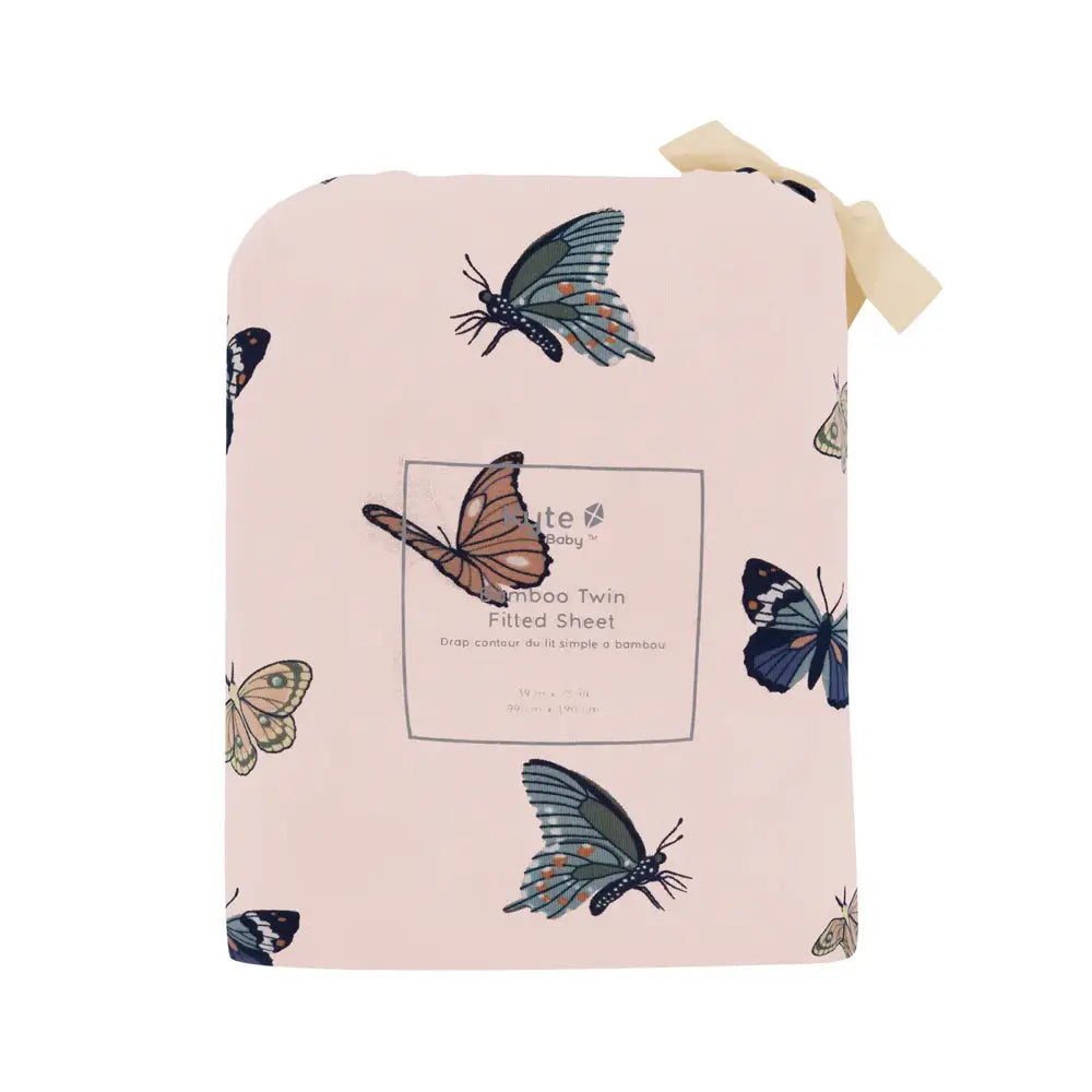 Kyte Baby Soft Organic Cotton Twin Sheet Set - Blush Butterfly Print | Breathable & Hypoallergenic for Baby & Toddler Nursery Bedding | Perfect for Cribs, Daycare & Co-Sleeping