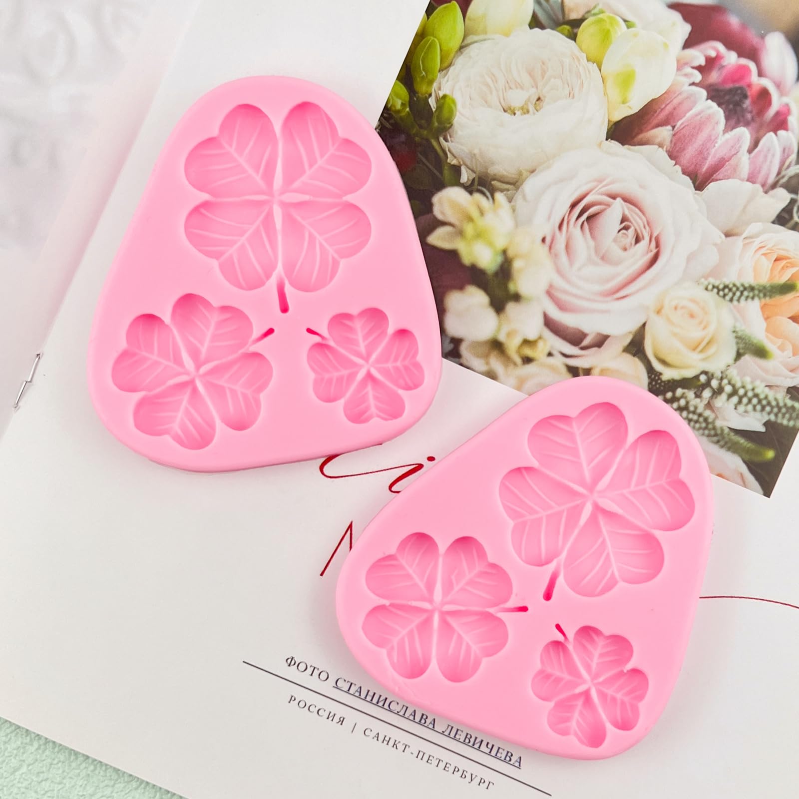 4 Leaf Clover Silicone Mold Set of 3 - Lucky Charm Fondant & Chocolate Cake Decorations for Cupcakes, Cookies, Candies, Mousse, Butter, Gum Paste, Dough, Resin & Clay Crafts - Perfect for St. Patrick's Day Baking & DIY Projects