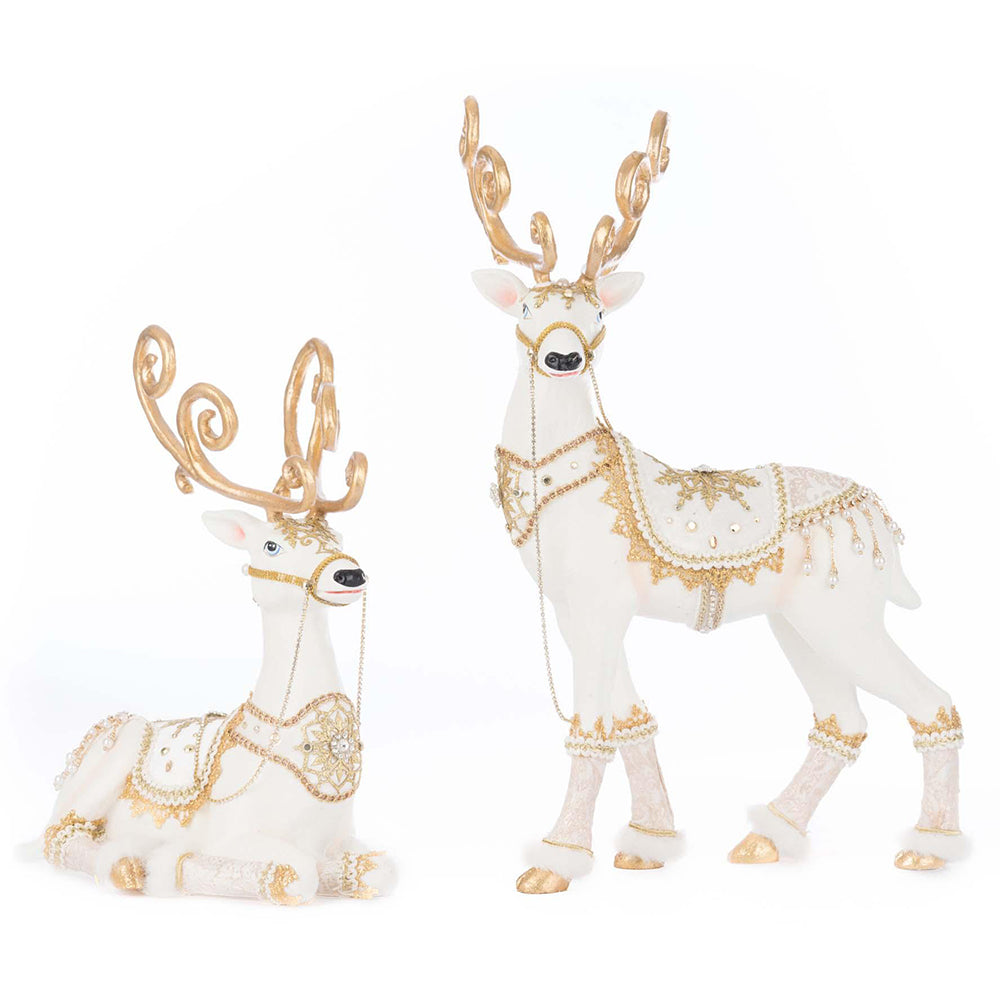 Bells of Brilliance Deer Ornament Set of 2 - Handcrafted Holiday Decor by Katherine's Collection - Perfect for Christmas Tree Decorations & Gift Giving