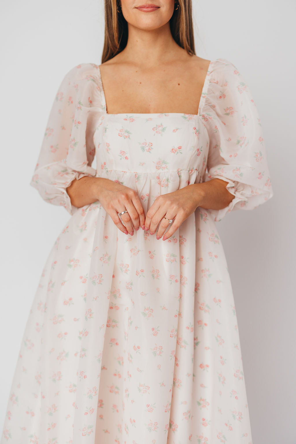 Mona Maxi Dress with Smocking - Blush Floral Print, Bump Friendly Maternity Dress, Inclusive Sizing S-3XL | Perfect for Weddings, Beach Vacations & Summer Outfits