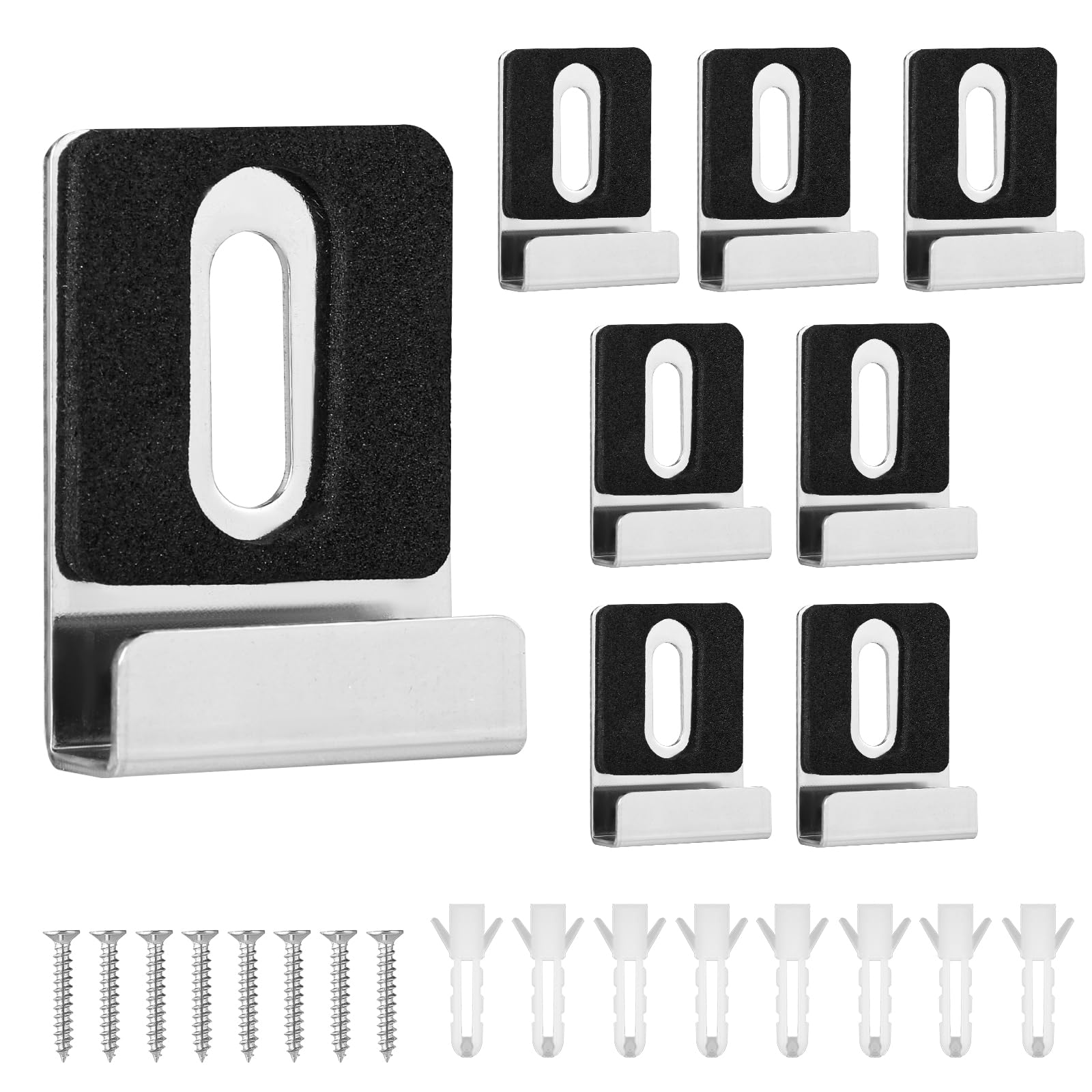 8pcs Heavy Duty Metal Mirror Holder Kit with Screws & Rubber Pads - Silver Mirror Clips for Frameless Wall Mounting, Tile Installation & Billboard Display - Perfect for Bathroom, Gym, Salon & Retail Store Decor