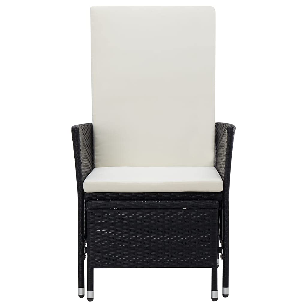 2-Piece Black Poly Rattan Garden Lounge Set with Cushions - Outdoor Patio Wicker Furniture Set with Coffee Table - Perfect for Backyard, Poolside, Lawn, and Garden Relaxation