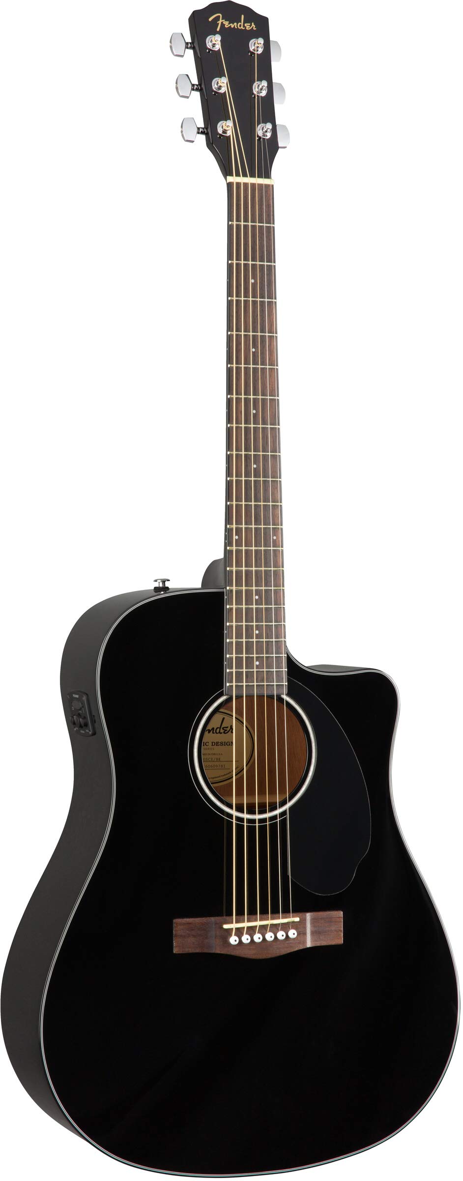 Fender CD-60SCE Solid Top Dreadnought Acoustic-Electric Guitar Bundle - Black | Includes Gig Bag, Tuner, Strap, Strings, Picks & Accessories | Perfect for Beginners, Live Performances & Home Practice