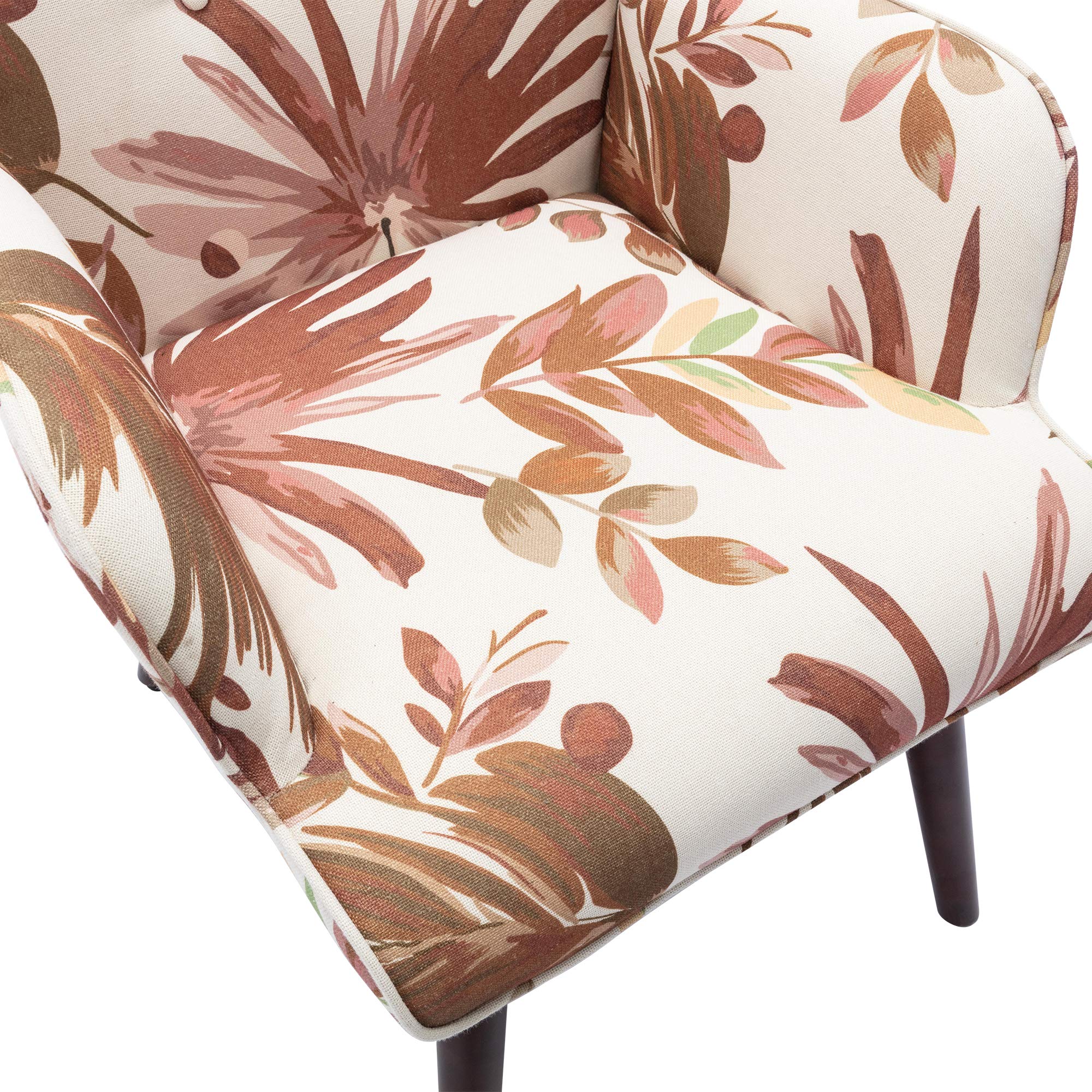 HomVent Velvet Accent Chair with Ottoman Set - Solid Wood Legs Upholstered Armchair for Living Room & Bedroom - Comfy Reading Lounge Chair in Brown - Perfect for Relaxing, Reading or Decorating Your Home
