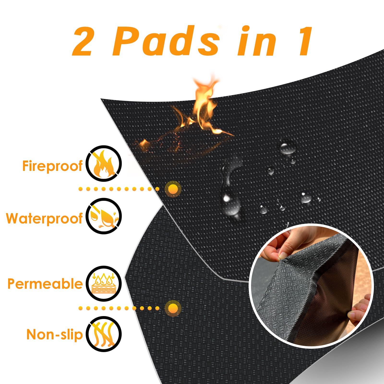 Double Layer Thickened Large Grill Mat 90x48 Inch - Fireproof & Anti-Slip 2-in-1 Outdoor Cooking Mat for Charcoal Grills, Smokers, Flat Top Griddles - Perfect for Deck, Patio, Backyard BBQs & Tailgating (GM9048 Plus)