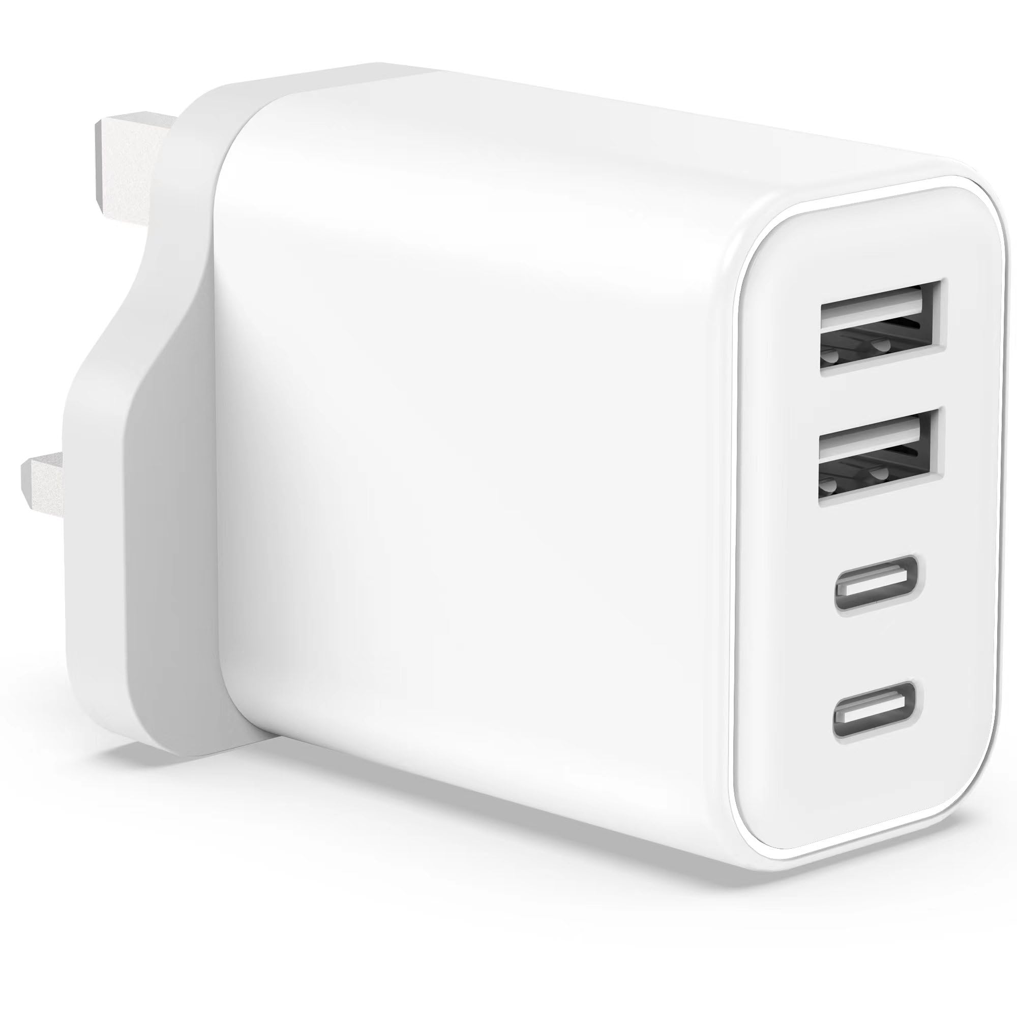 40W USB C Fast Charger with 4 Ports - PD Power Delivery Wall Adapter for iPhone 16/15/14/13/12/11 Pro Max/SE/XS/XR/X/8 Plus, iPad, Samsung Galaxy, Tablets - Compact Travel Charger for Home, Office & Car Use