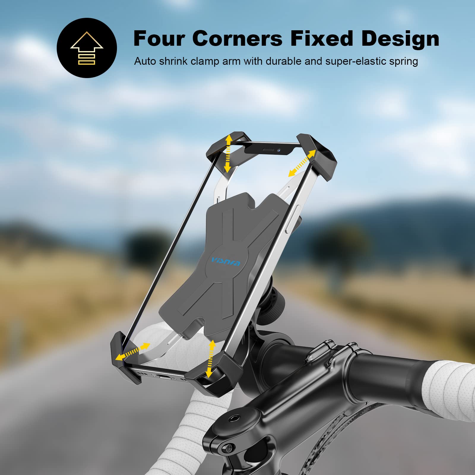 Sturdy Bike Phone Mount with Stainless Steel Clamp - Anti-Shake 360° Rotatable Phone Holder for Smartphones & GPS Devices (4-7 Inches) - Perfect for Cycling, Commuting & Outdoor Adventures