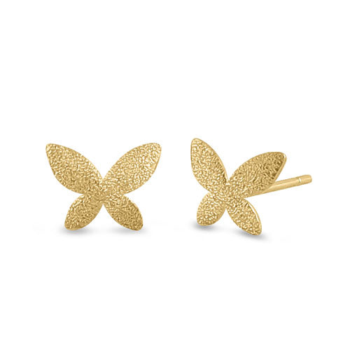 14K Yellow Gold Stardust Butterfly Earrings for Women - Dainty Stud Earrings for Everyday Wear - Perfect Gift for Birthday, Anniversary & Valentine's Day