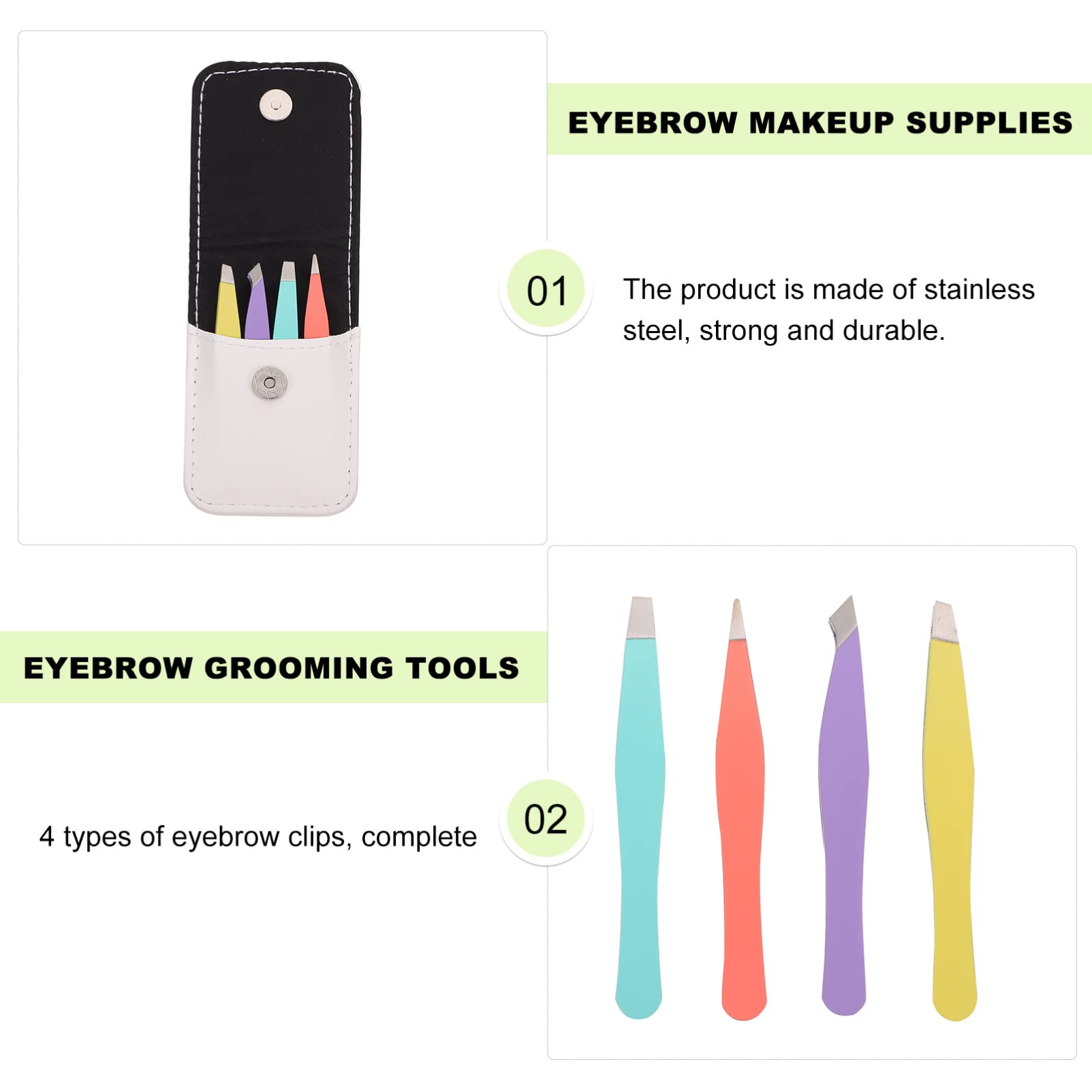 NOLITOY 4Pcs Eyebrow Tweezers Set - Precision Slanted & Pointed Tweezers for Eyebrow Shaping, Hair Removal & Grooming - Colorful Beauty Tools for Women - Perfect for Home, Travel & Salon Use
