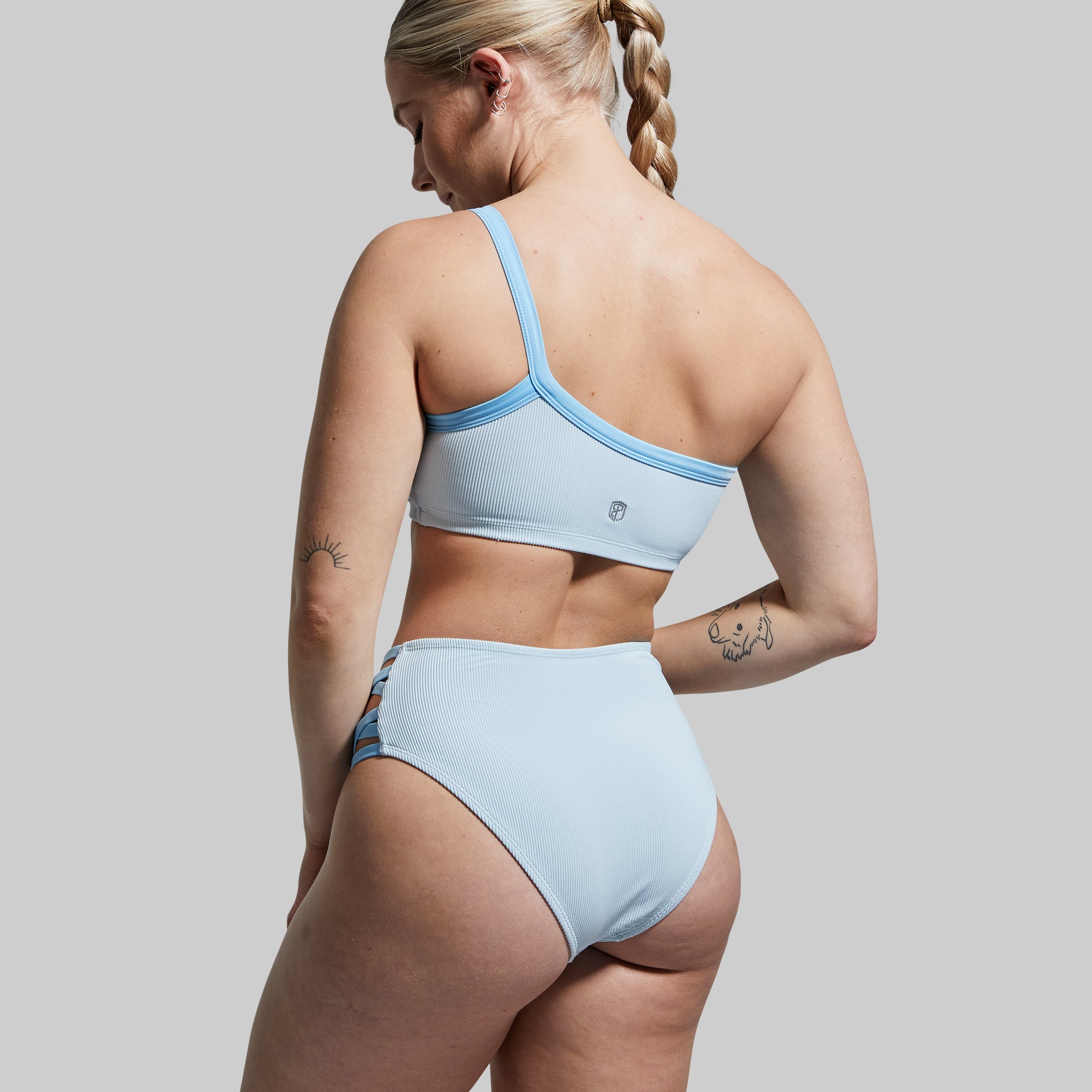 Sandbar Bikini Bottom - Angel Blue Ribbed Swimwear for Women | High Waisted Sexy Swim Bottoms for Beach, Pool & Vacation