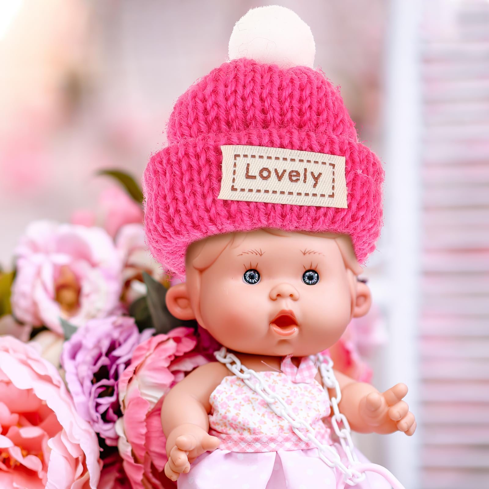 Gadpiparty 5pcs Mini Knitting Hats - Tiny Woolen Doll Hats, Christmas Santa Hats & Wine Bottle Toppers for DIY Crafts, Jewelry Making, Holiday Decorations - Perfect for Dollhouses, Gift Wrapping & Party Favors