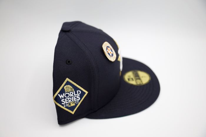 New Era Houston Astros WS17 Championship 59Fifty Fitted Cap - Navy & Metallic Gold - Official MLB Baseball Hat for Men - Perfect for Games, Collecting & Fan Apparel