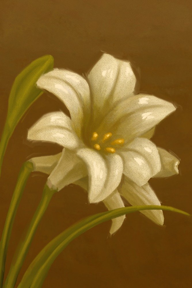 Easter Lily Oil Painting - 12x18 Gallery Quality Metal Art Print, Aluminum Wall Decor for Home & Office - Perfect for Living Room, Bedroom, or Gift Giving