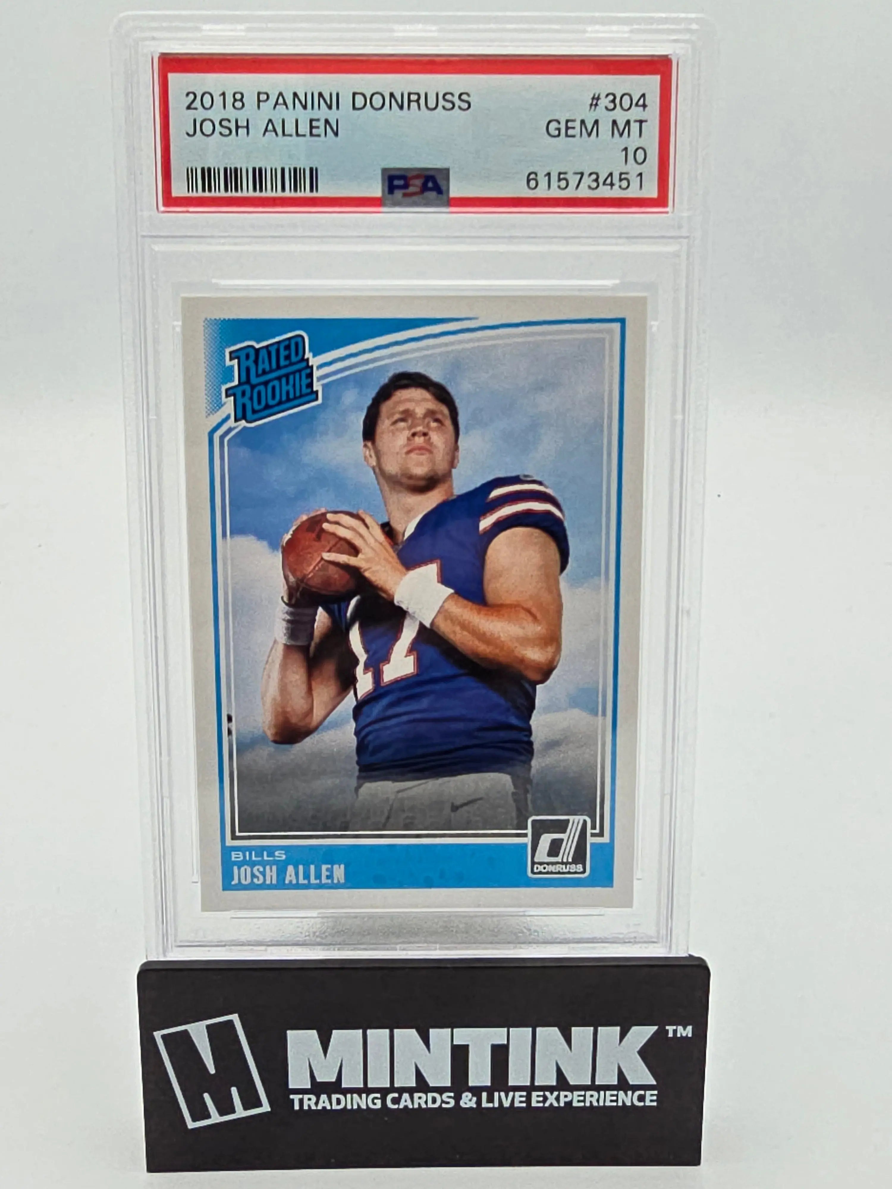 2018 Panini Donruss Josh Allen Rated Rookie #304 PSA 10 Gem Mint Football Card - Perfect for Collectors, Investors & Sports Memorabilia Displays