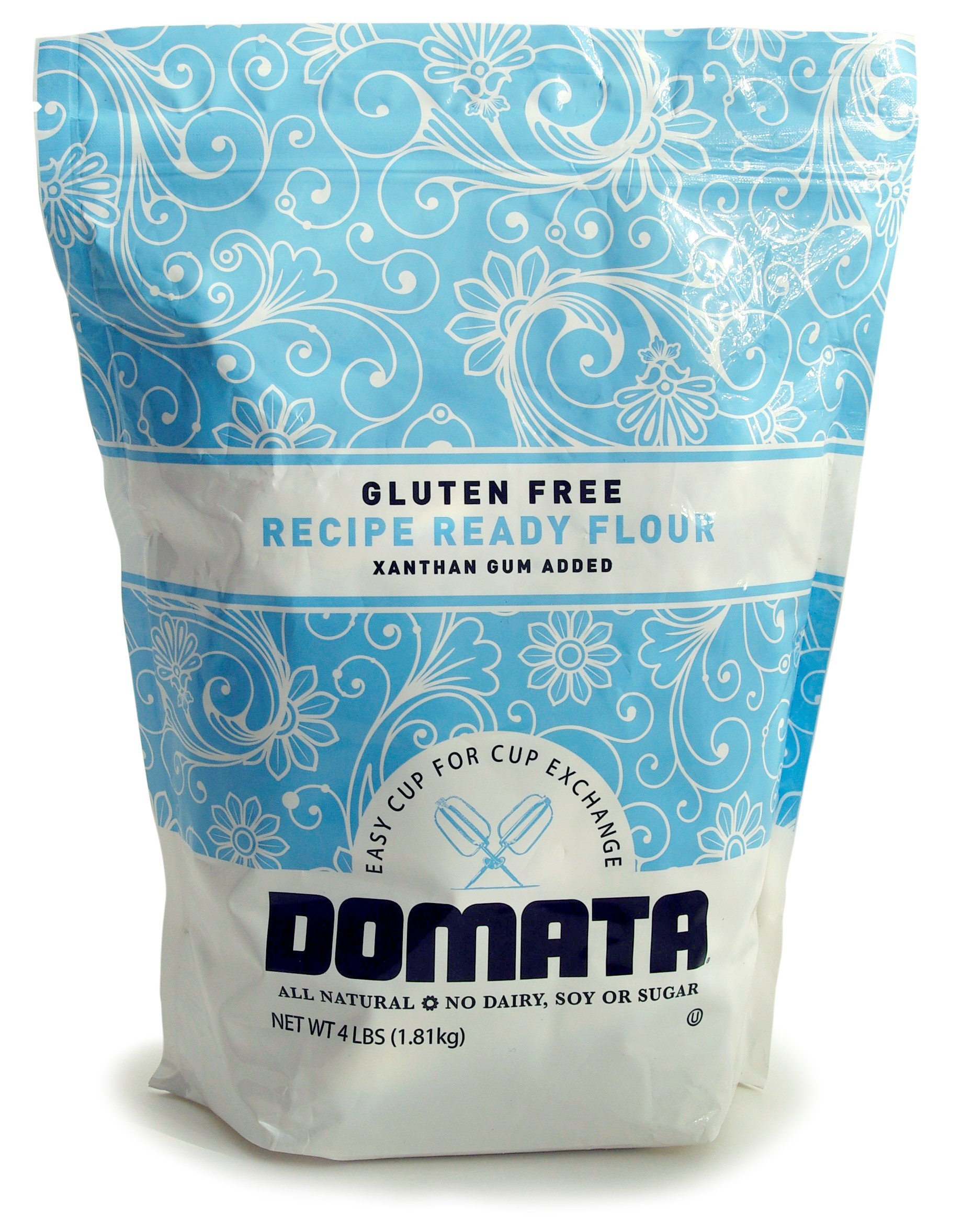 Domata Recipe Ready Gluten Free Flour - 4 Pound Bag | Perfect for Baking Bread, Cakes & Cookies | Ideal for Gluten-Free Diets & Healthy Cooking