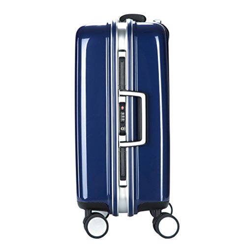 20 Inch Blue Aluminum Frame Carry On Spinner Luggage - TSA Approved Hardside PC Suitcase for Business Travel & Weekend Getaways
