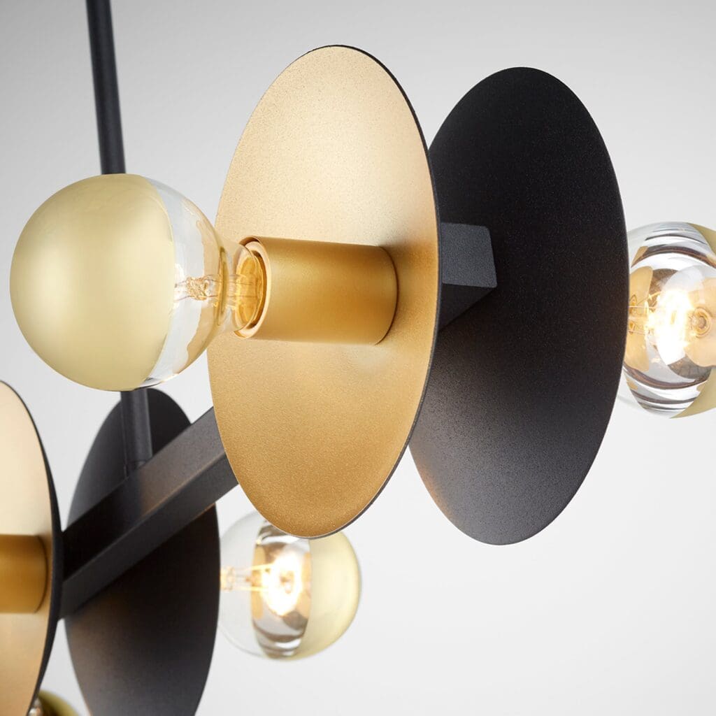 Cyan Design 10979 Artemis Chandelier - Noir & Gold Leaf Small Modern Ceiling Light Fixture for Dining Room, Bedroom, or Entryway