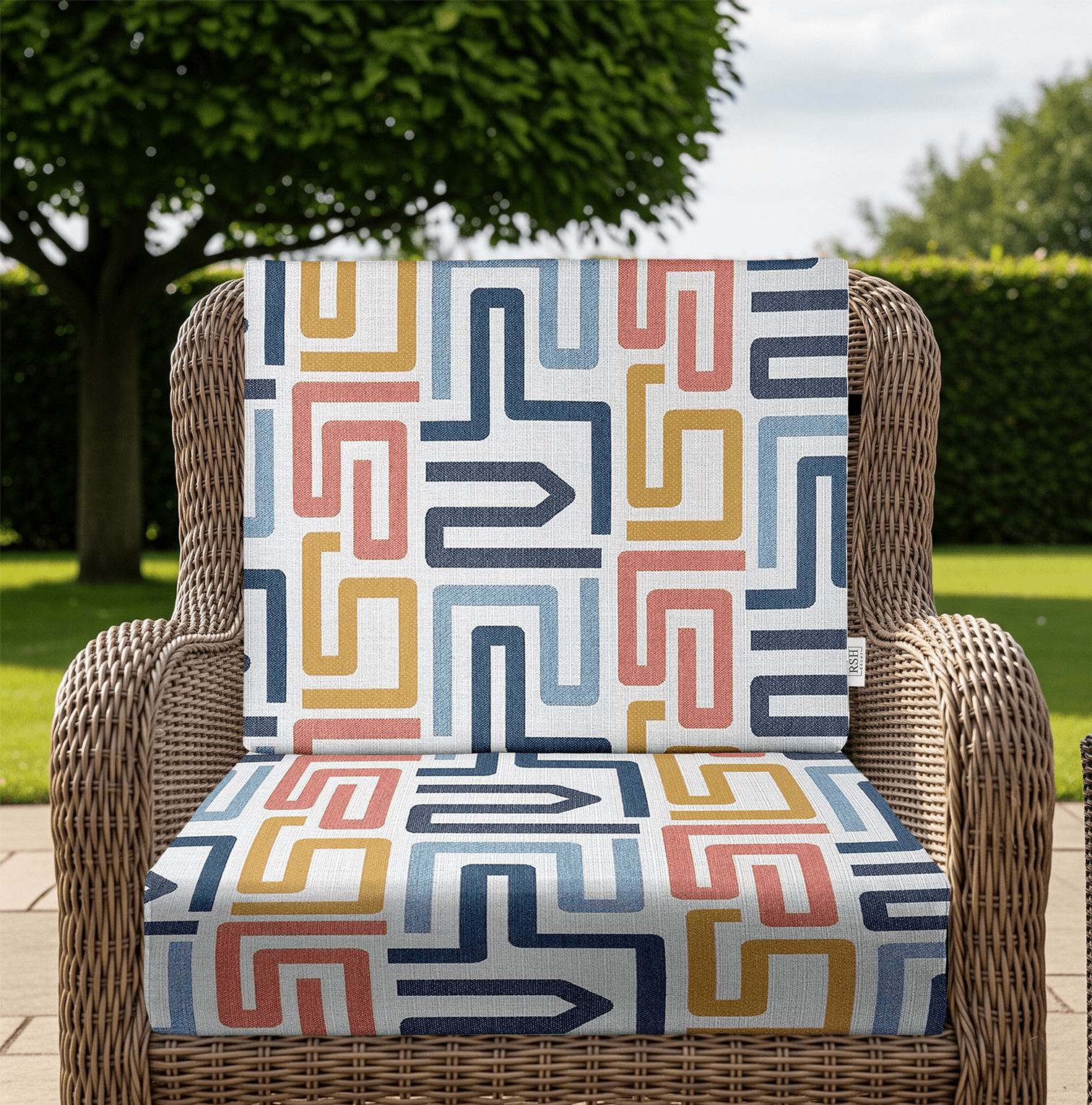 Sunbrella Designer Fusion Labyrinth Fiesta Deep Seating Outdoor Chair Cushion Set - Waterproof & UV Resistant Patio Furniture Cushions for Poolside, Garden, and Backyard Relaxation