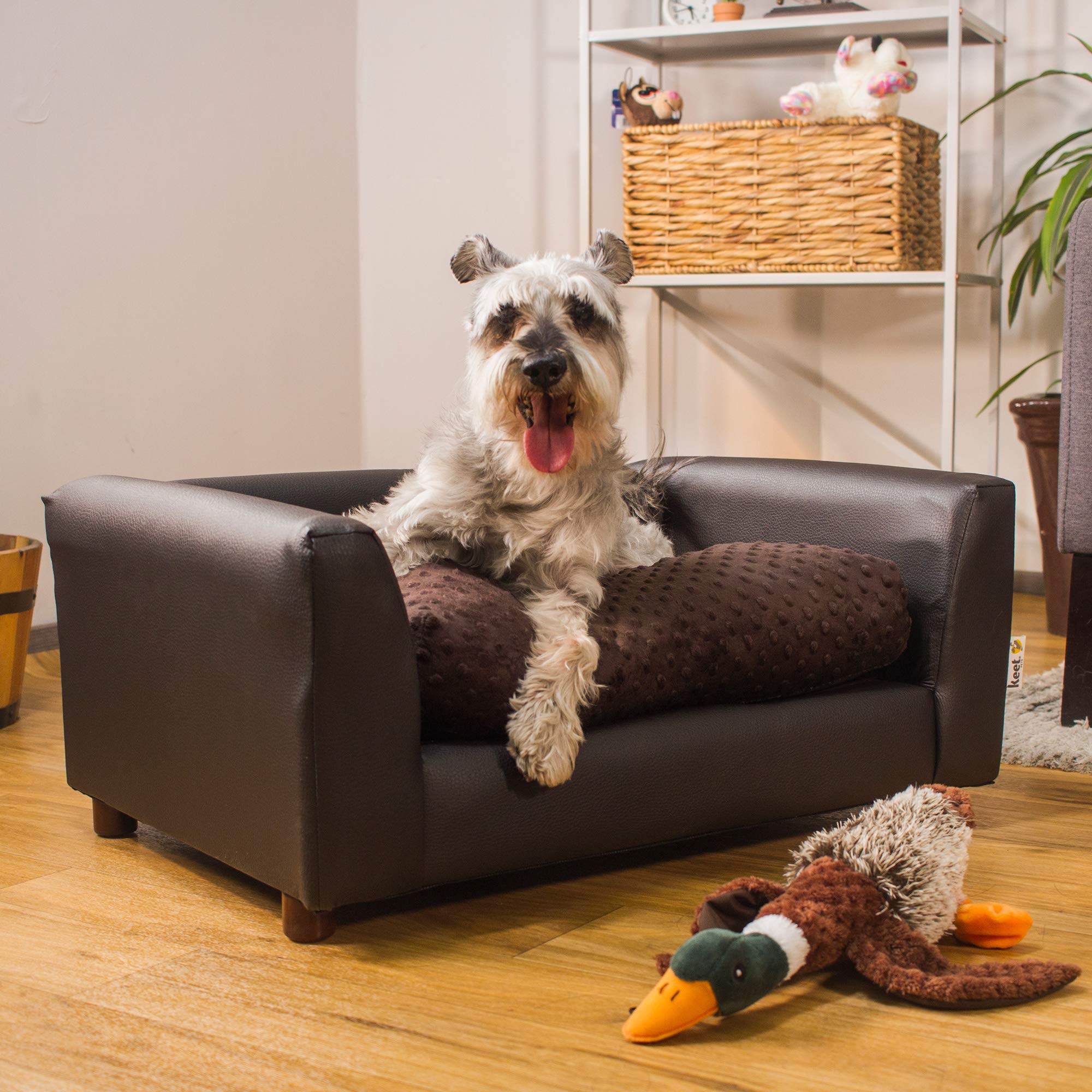 Keet Fluffy Deluxe Dog Bed for Medium Dogs - Soft Plush Orthopedic Pet Bed with Removable Washable Cover - Chocolate Brown - Perfect for Bedroom, Living Room & Kennel Use