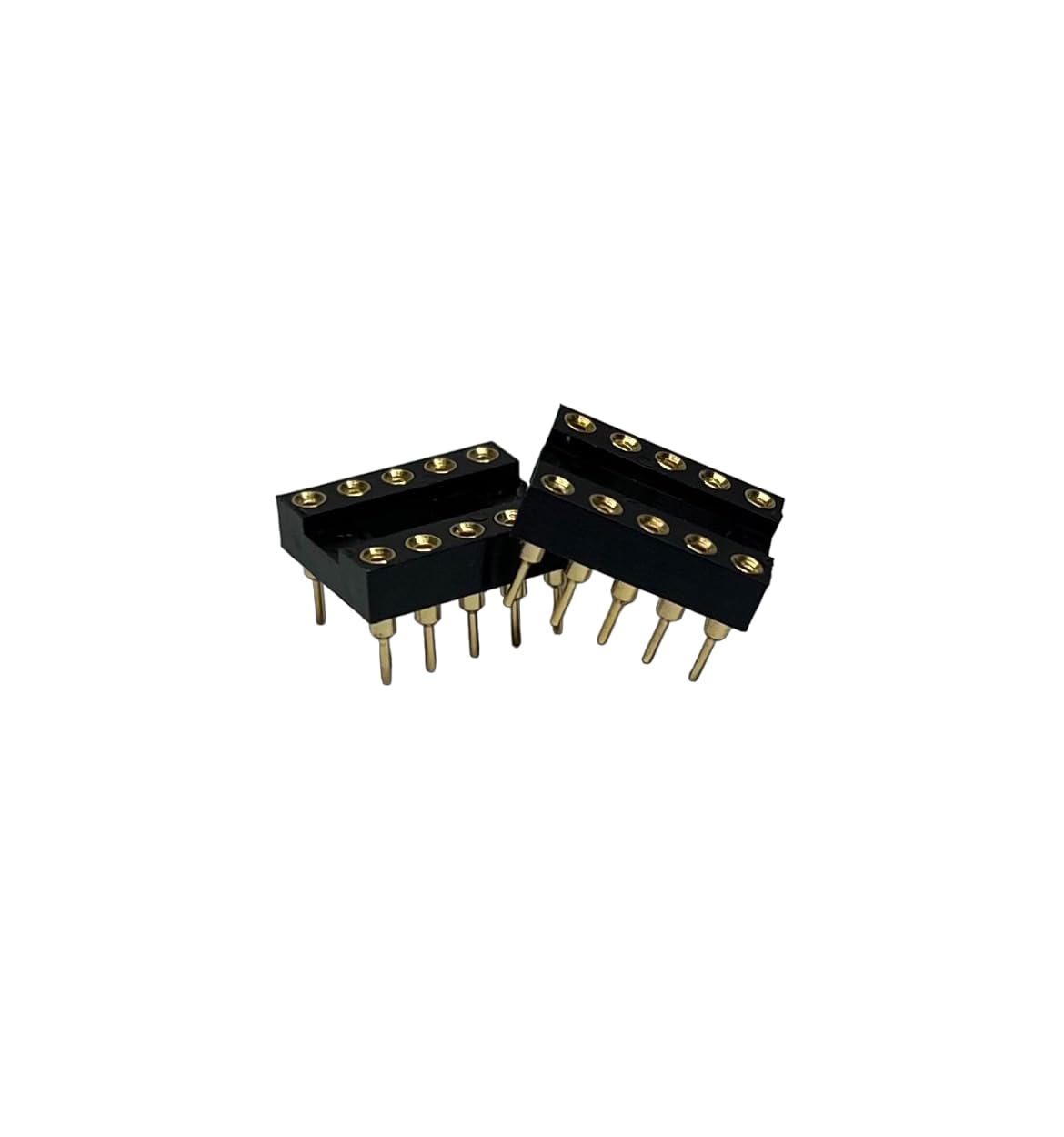 Gold-Plated 20pcs DIP-10/DIP-16 IC Socket Adapter - 2.54mm Pitch Round Hole Soldering Socket for PCB Prototyping - Perfect for DIY Electronics, Arduino Projects & Circuit Board Repairs