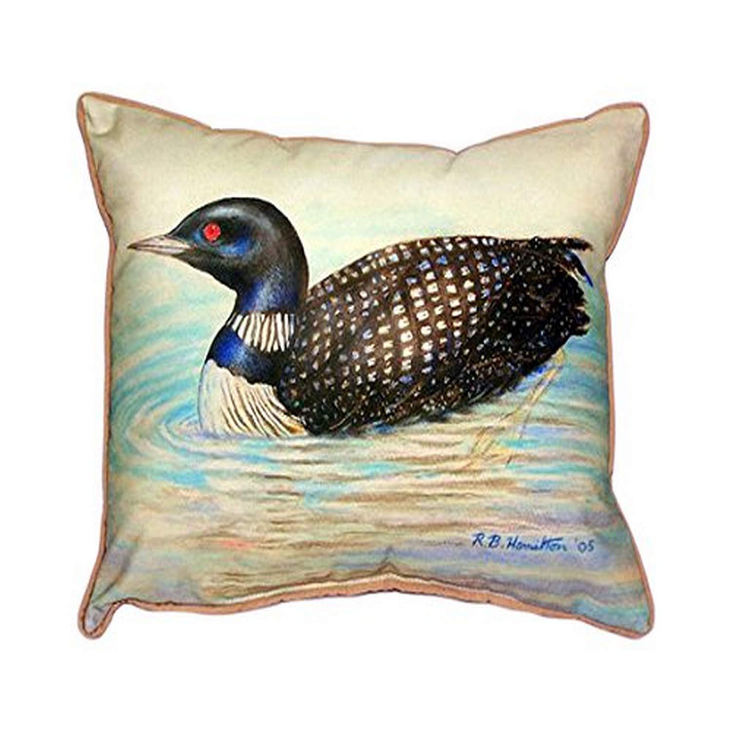 Betsy Drake Loon Pillow - 16x20 Inch Decorative Throw Pillow Cover with Realistic Loon Bird Design - Perfect for Living Room, Bedroom, or Cabin Decor