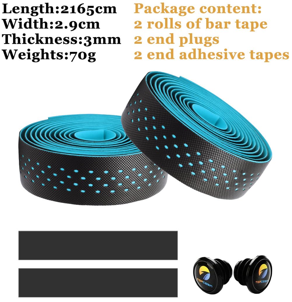 Premium EVA Camouflage Bicycle Handlebar Tape - Comfortable Road Bike Bar Grip with End Plugs (2 Rolls, Grid Blue) | Ideal for Road Cycling, Commuting & Mountain Biking