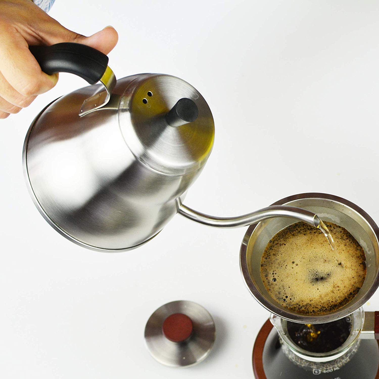 GROSCHE Marrakesh Gooseneck Kettle - 34oz Stainless Steel Stovetop Pour Over Coffee & Tea Kettle - Precise Pouring for French Press, Chemex & Drip Coffee - Perfect for Home Baristas & Tea Lovers