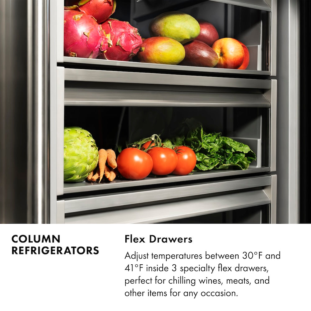 ZLINE 30 Inch 16.7 Cu Ft Column Refrigerator - White Matte Finish with Graphite Gray Interior (RCRV WM 30) | Built-In Kitchen Appliance for Modern Homes