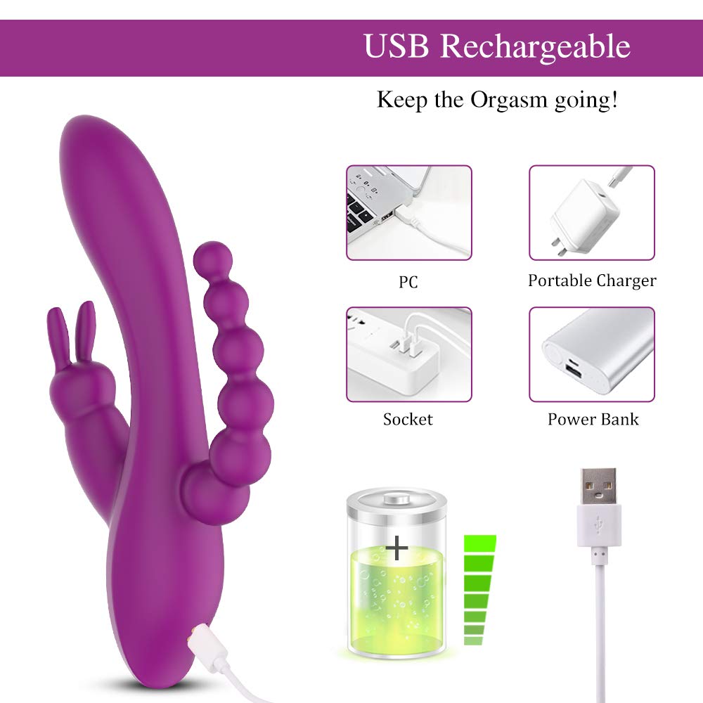 Premium 7-Speed Rechargeable Silicone G-Spot Rabbit Vibrator - Waterproof Dual Stimulation Clitoral & Vaginal Massager for Women - Perfect for Solo Play & Couples Intimacy - Adult Sex Toy by Adorime