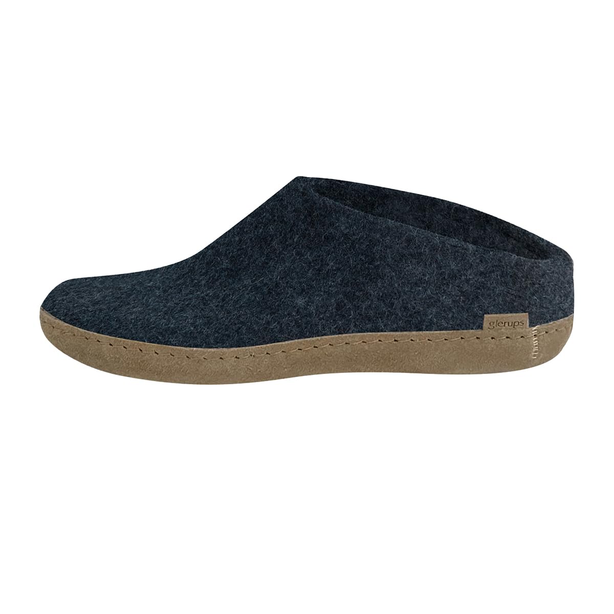 Glerups Unisex B-10 Wool Felt Slippers - Size 50 M Denim Blue - Cozy Indoor House Shoes for Men & Women - Perfect for Home, Office and Relaxation