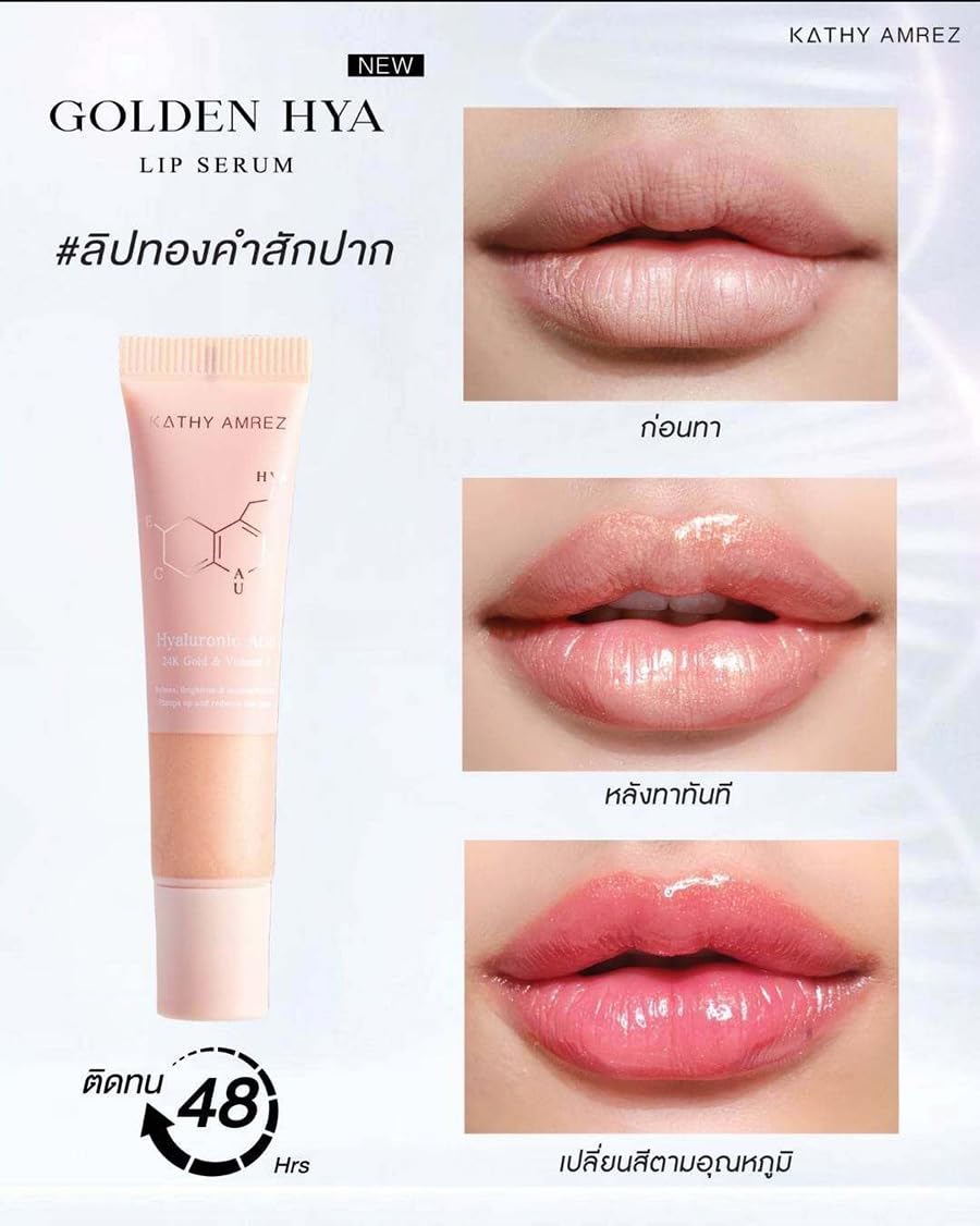 Kathy Amrez Hya Lip Serum - 0.33 Fl.Oz with Vitamin E & C for Deep Moisture (Set of 6) | Ultimate Hydration for Dry Lips | Perfect for Night Care, Daily Lip Treatment & Makeup Prep | By Beautygoodshop