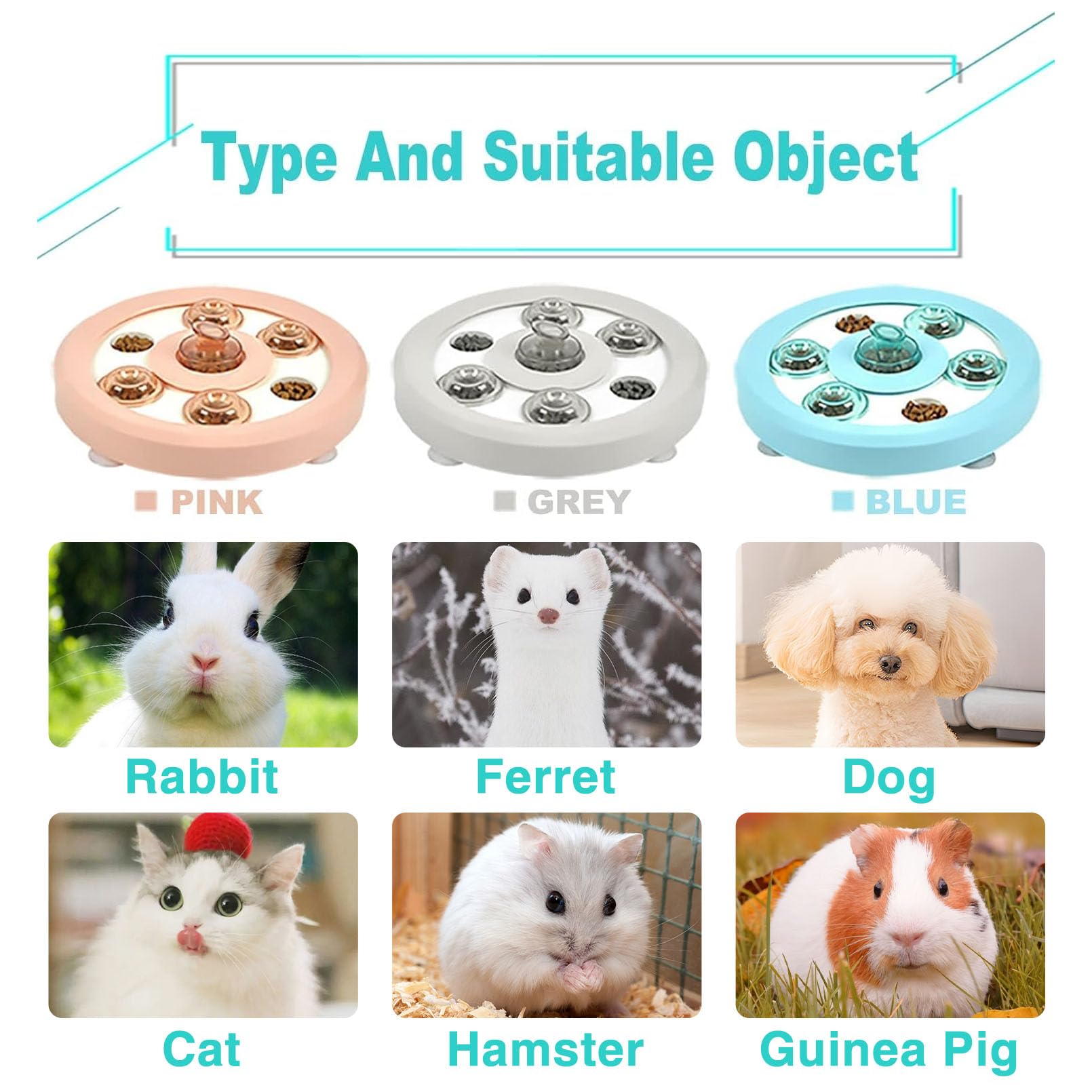 Kathson Bunny Enrichment Toys - Rabbit Foraging Toy & Small Animal Treat Dispenser - Hamster Puzzle Feeder for Guinea Pigs, Ferrets, Chinchillas, Cats & Dogs - Interactive Mental Stimulation Toys for Small Pets - Perfect for Cage Playtime & Training Rewards
