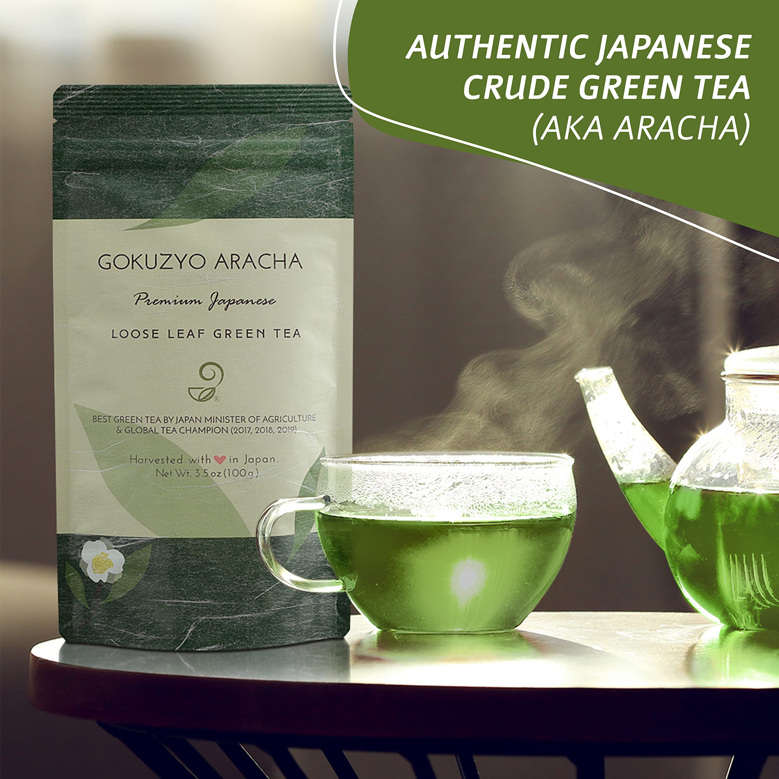 Premium Japanese Green Tea Set - Gokuzyo Aracha & Tokoname Kyusu Teapot - Non-GMO, Delicate Flavor - Perfect for Tea Ceremonies, Home Relaxation & Gifts for Tea Lovers