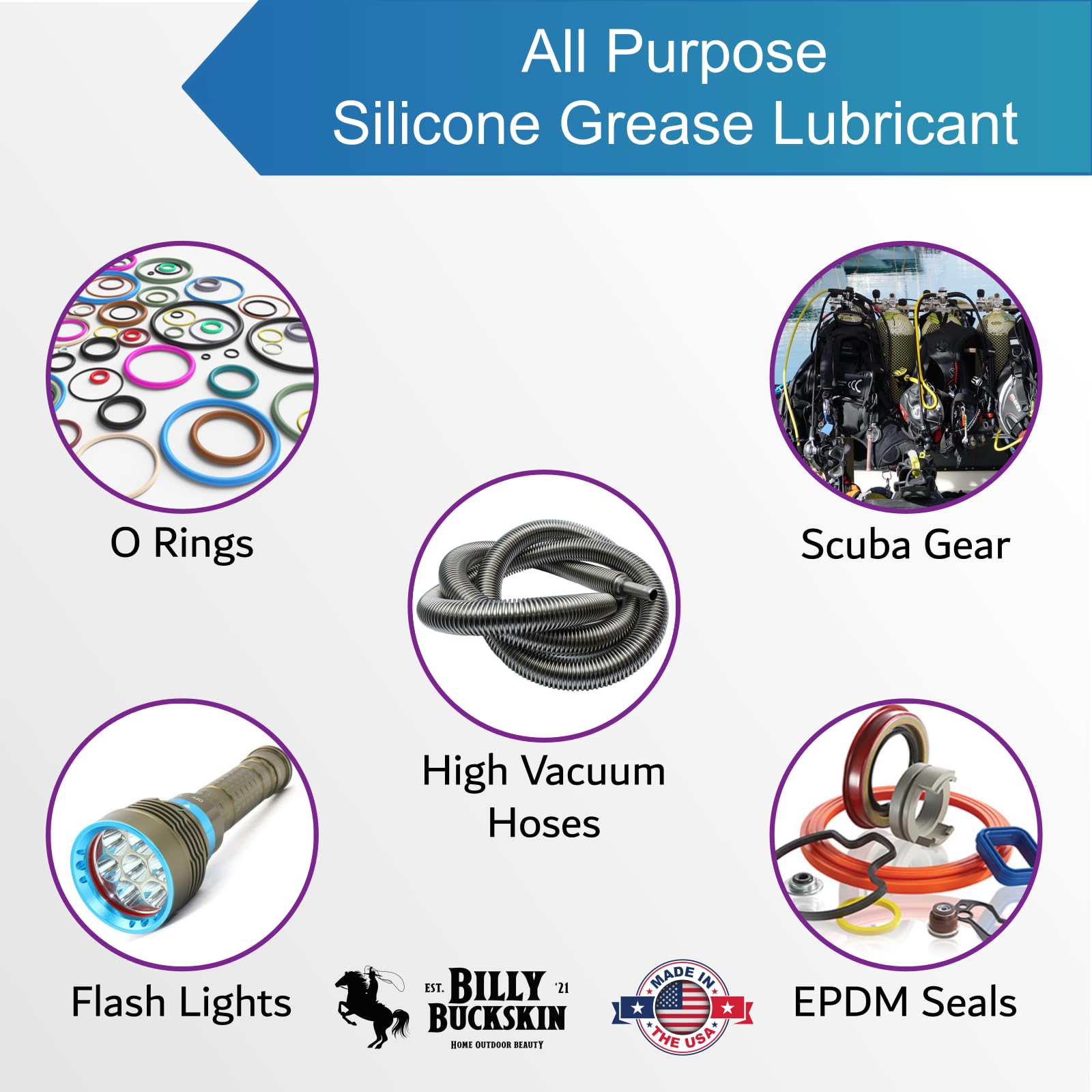 8 Oz. Tube Silicone-Whiz XXL Food Grade Silicone Grease - Sanitary Lubricant for O-Rings, Valves & Machinery | NSF Certified Plumber's Grease & Diving Lube by Billy Buckskin Co | Perfect for Kitchen Appliances, Pool Equipment & Industrial Use