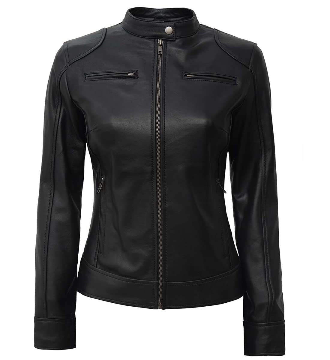 Genuine Women's Real Leather Jacket - Slim Fit Biker Coat for Ladies - Motorcycle Jacket with Short Cut | Perfect for Riding, Casual Outfits & Fashion Statements