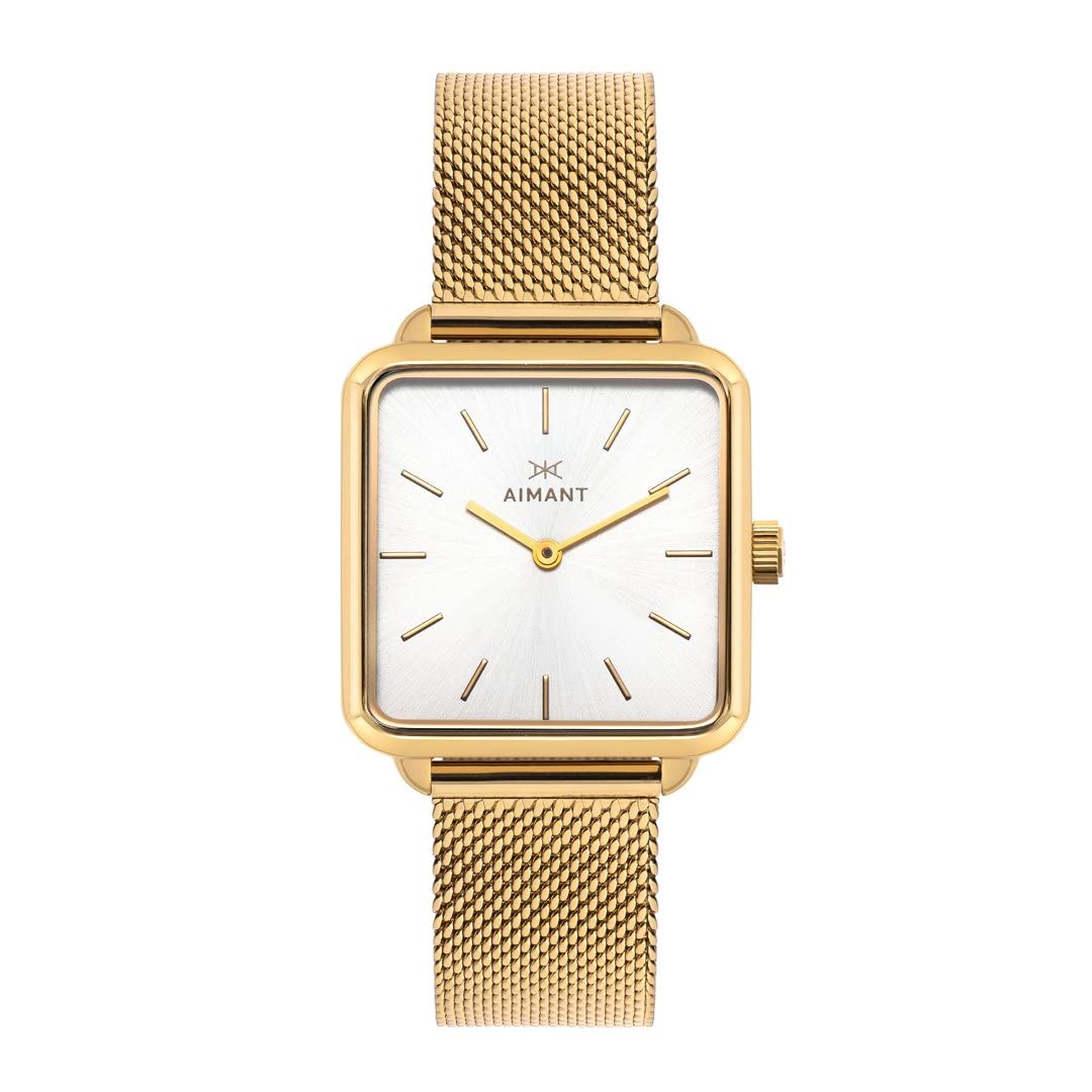 AIMANT London 28.5mm Women's Analog Watch - Stainless Steel Mesh Bracelet - Elegant Dress Watch for Women - Perfect for Office, Business Meetings & Formal Occasions