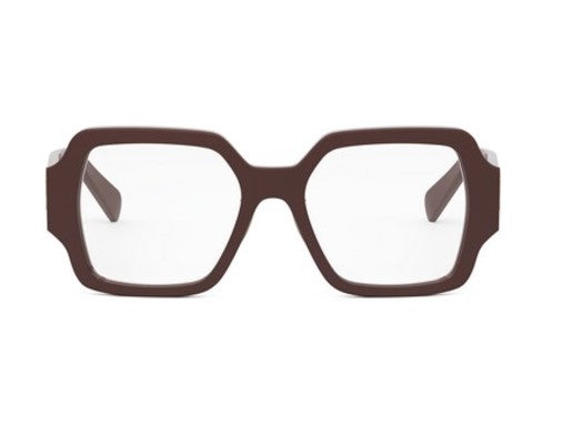 Celine TRIOMPHE CL50131F 048 Shiny Brown Square Women's Eyeglasses - Fashionable Designer Glasses for Women, UV Protection, Lightweight Frame - Perfect for Office, Reading & Everyday Wear